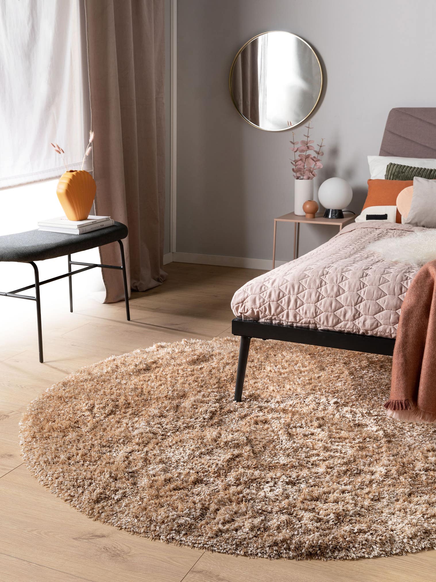 Matta av 50% polyester, 50% polypropen i Beige med 41 - 50 mm hög lugg från benuta