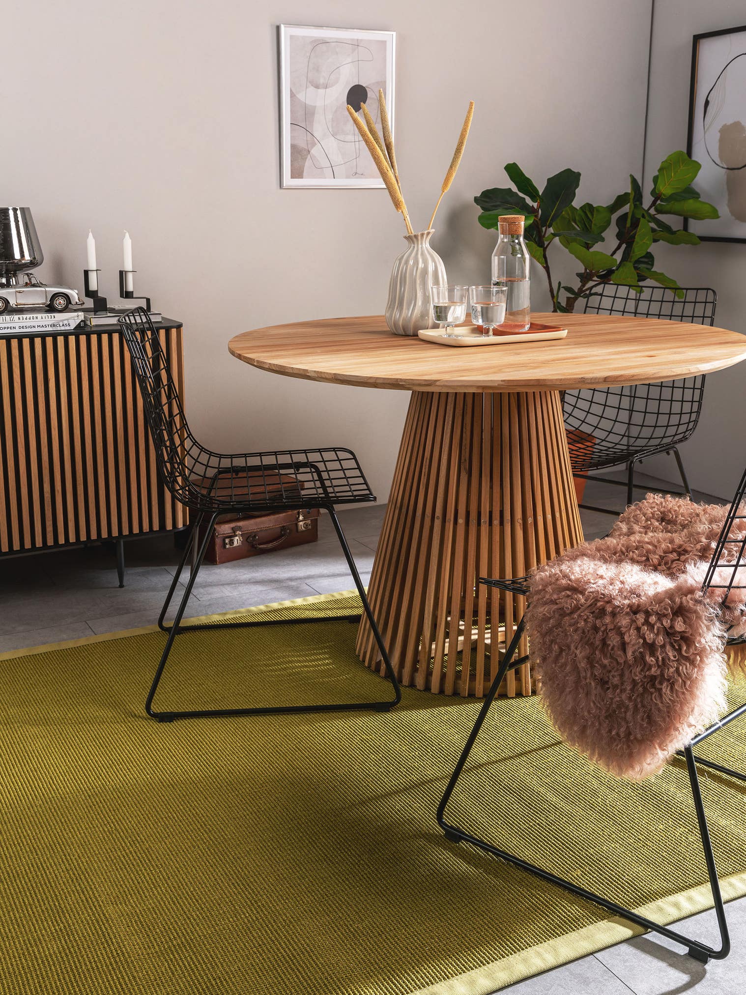 Rug made of 100% Sisal in Green with a 1- 5 mm high pile by benuta Nest