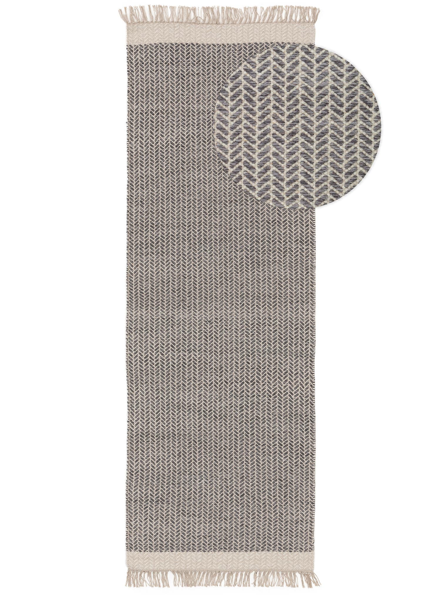 Rug made of 60% Wool, 40% Cotton in Grey with a 1- 5 mm high pile by benuta Pure