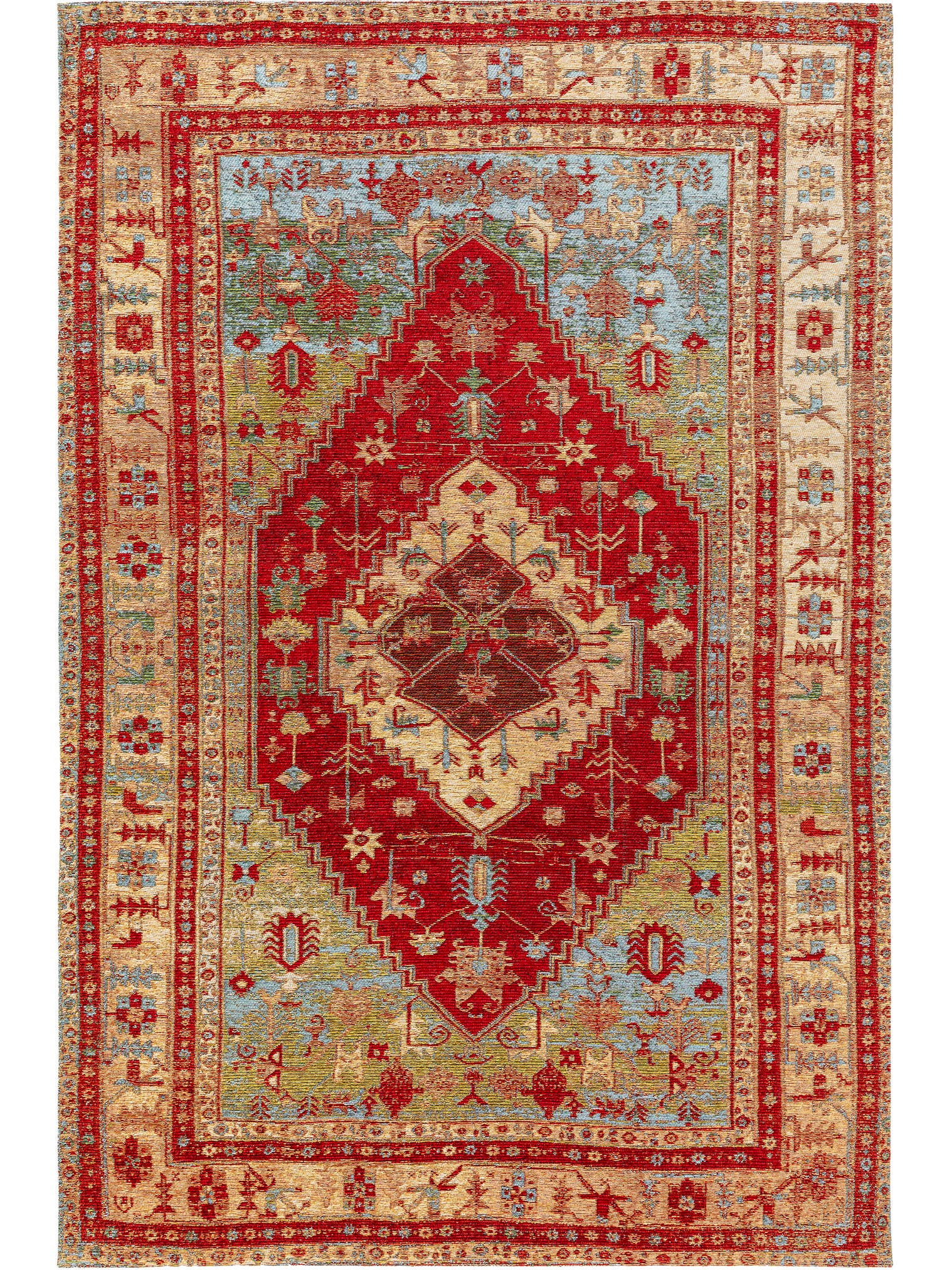 Rug made of 85% Polyester, 15% Cotton in Red with a 1- 5 mm high pile by benuta