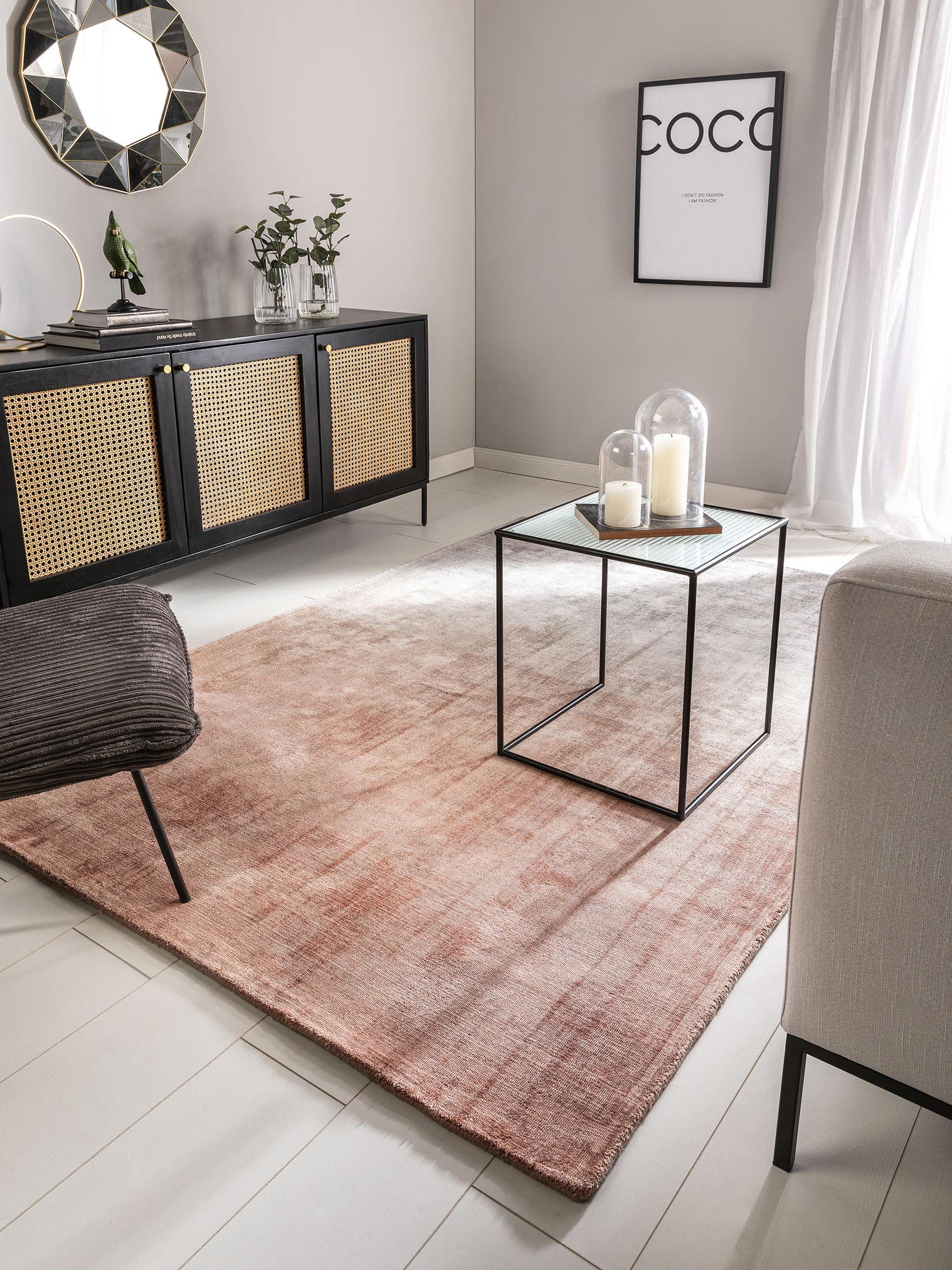 Tappeto di 100% Viscosa in Grigio con pelo alto 6 - 10 mm da benuta Finest