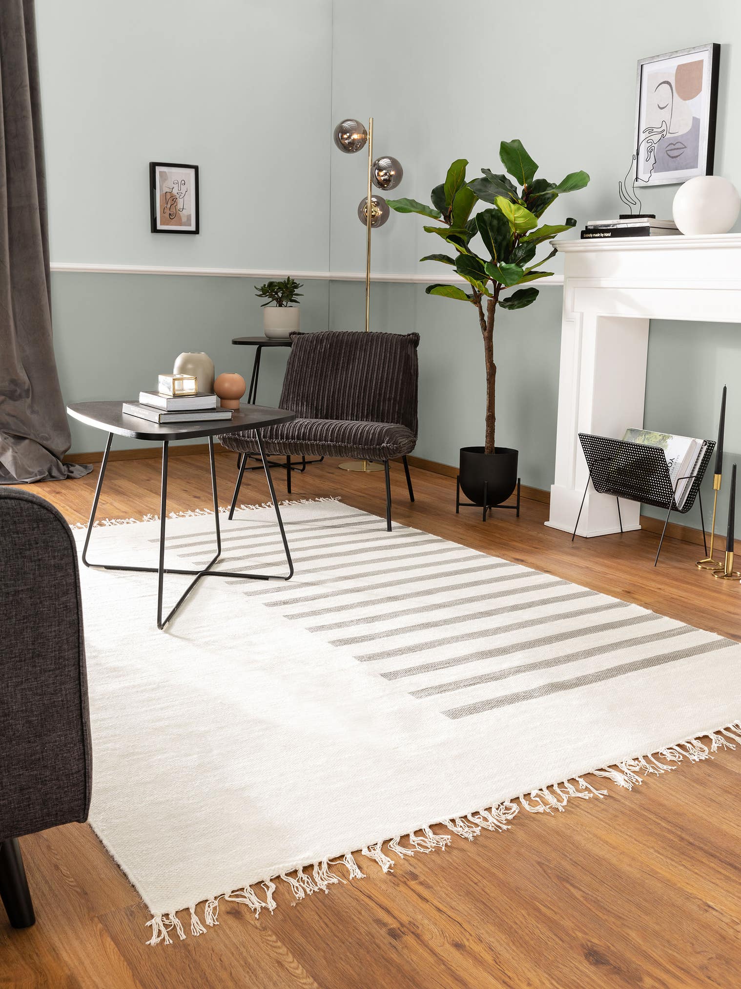 Teppich aus 100% Wolle in Beige mit bis 5 mm hohem Flor von benuta