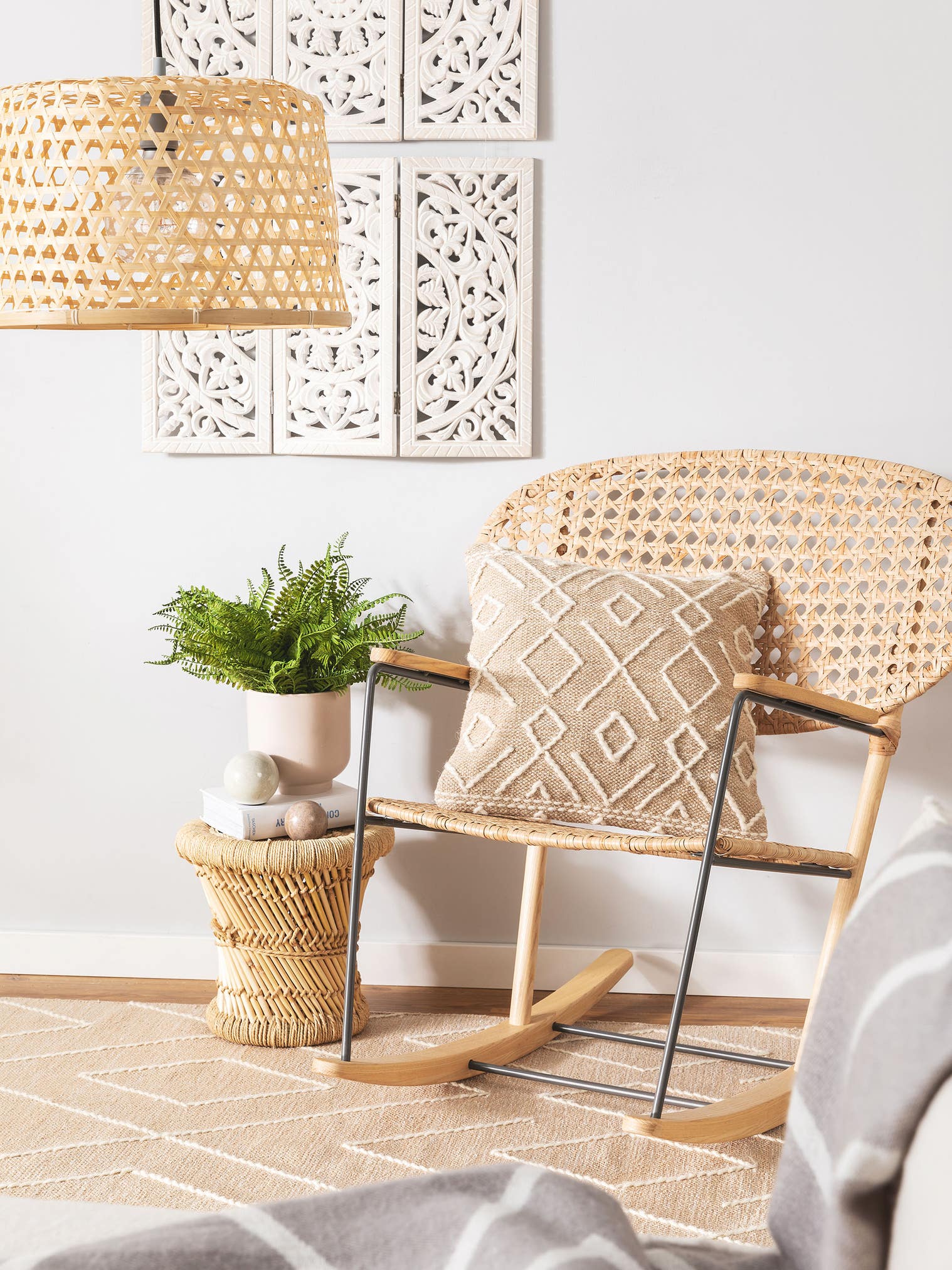 Pudebetræk Sydney Beige i Abstract-design lavet af 60% Bomuld, 40% Uld fra benuta Pure