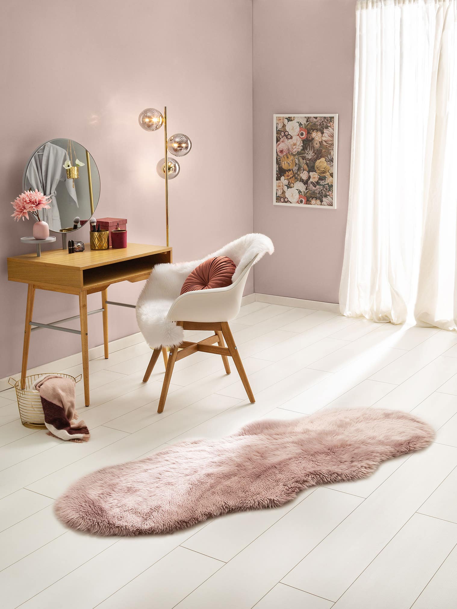 Teppich aus 50% Polyacryl, 50% Polyester in Roze mit 41 - 50 mm hohem Flor von benuta