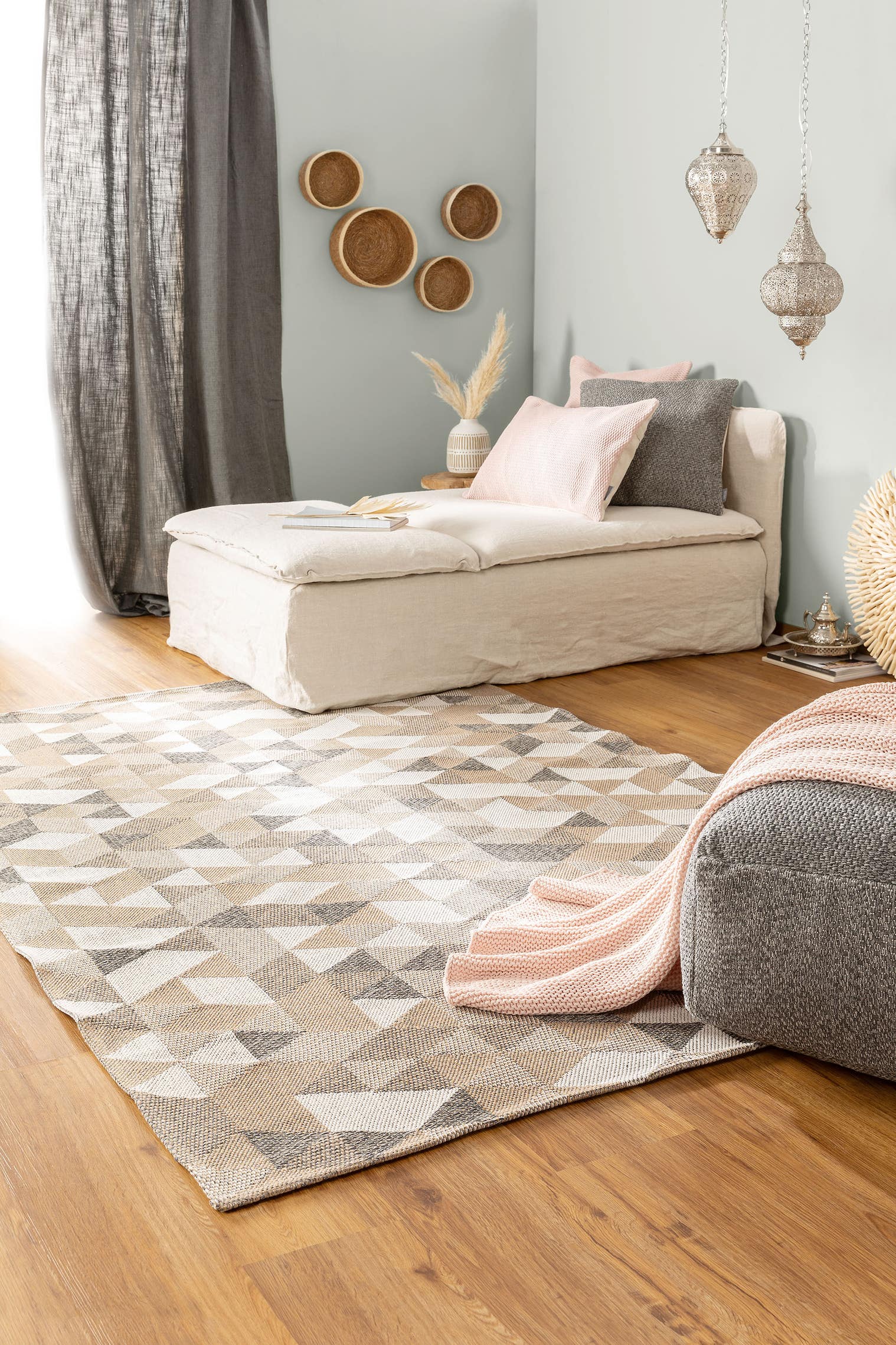 Tappeto di 100% Cotone in Beige con pelo alto 1- 5 mm da benuta