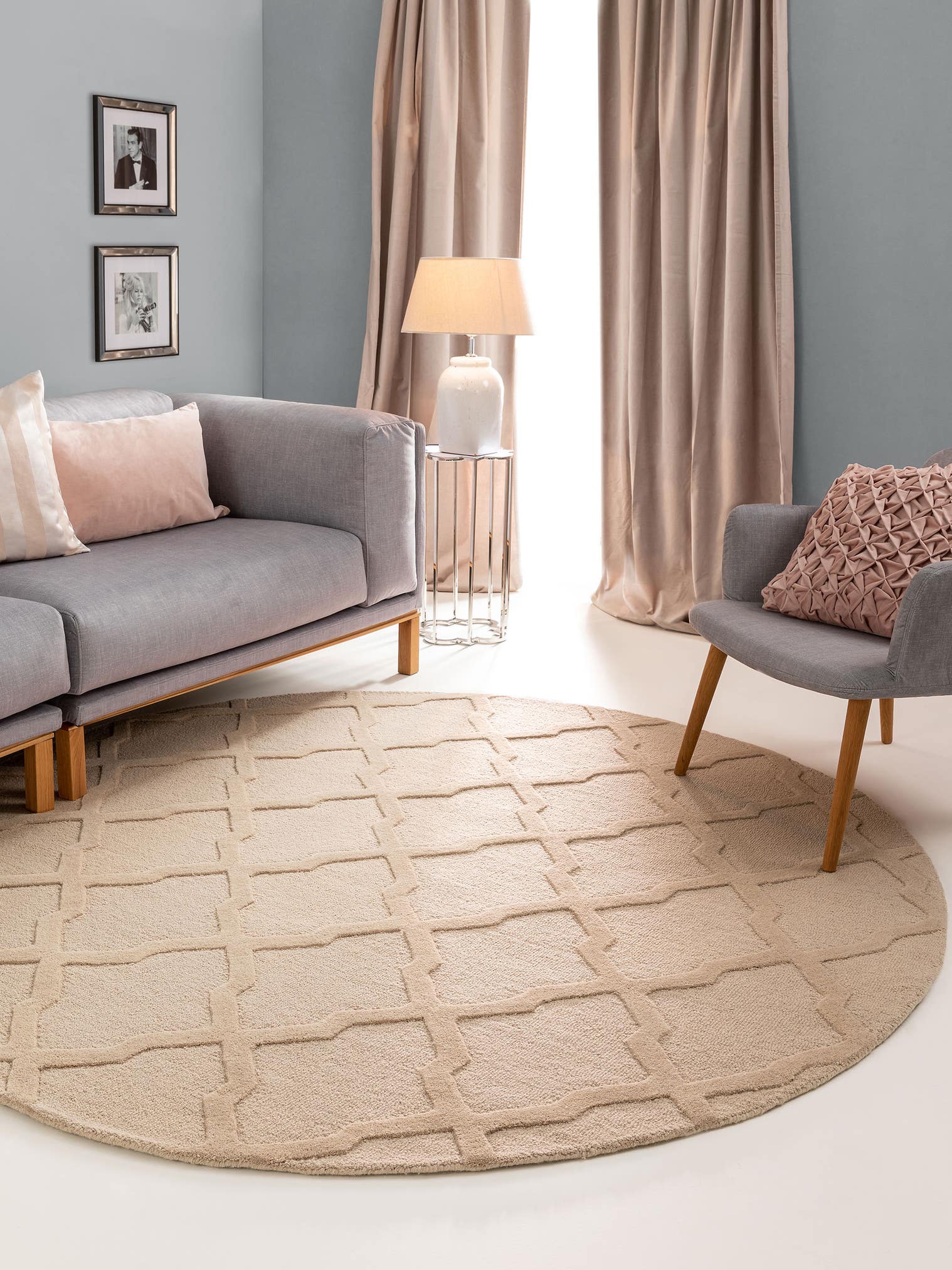 Teppich aus 100% Wolle in Beige mit 11 bis 20 mm hohem Flor von benuta Pure