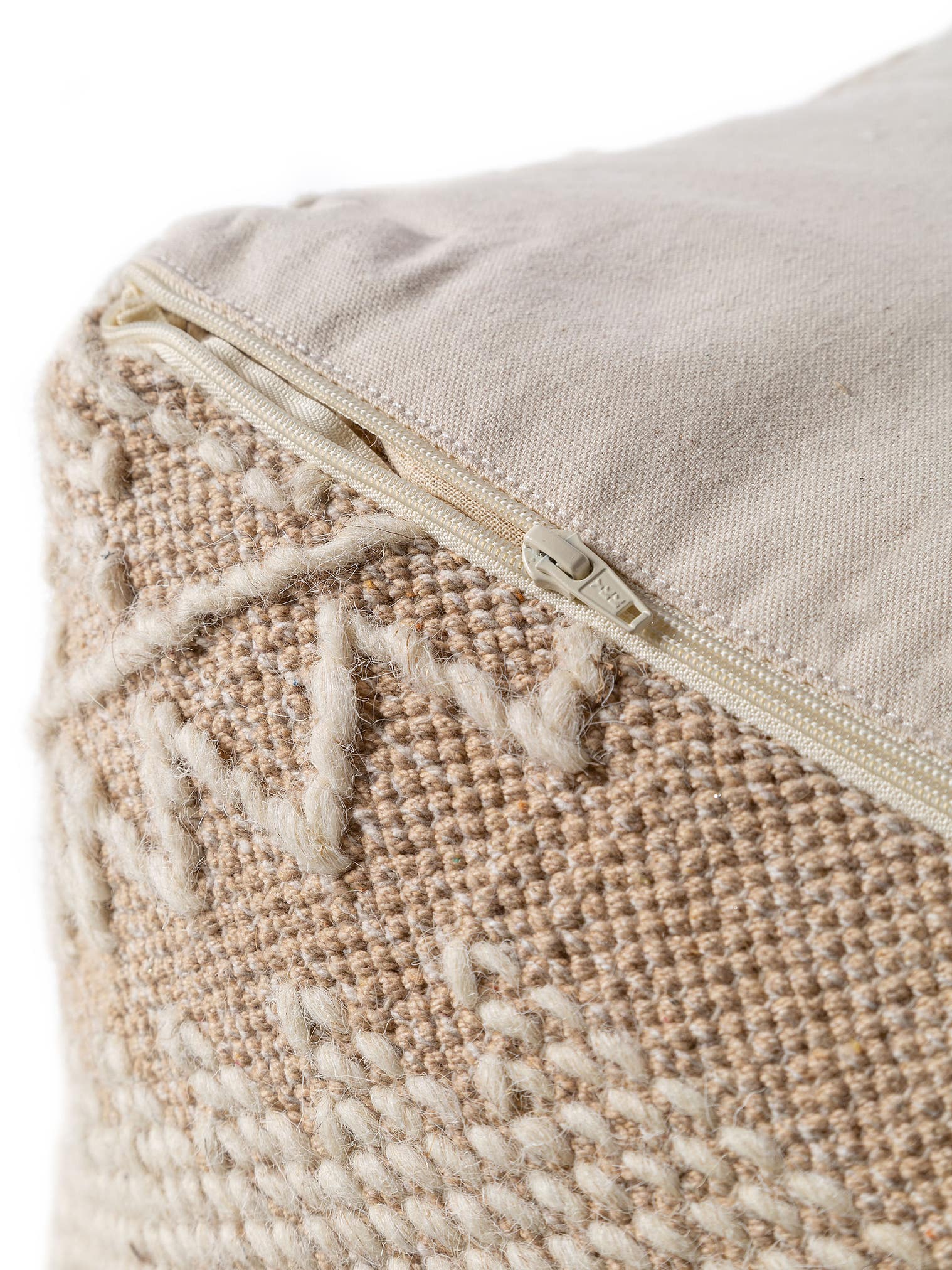 Puf Sydney beżowy com design Berberyjski em 60% Bawełna, 40% Wełna da benuta Pure