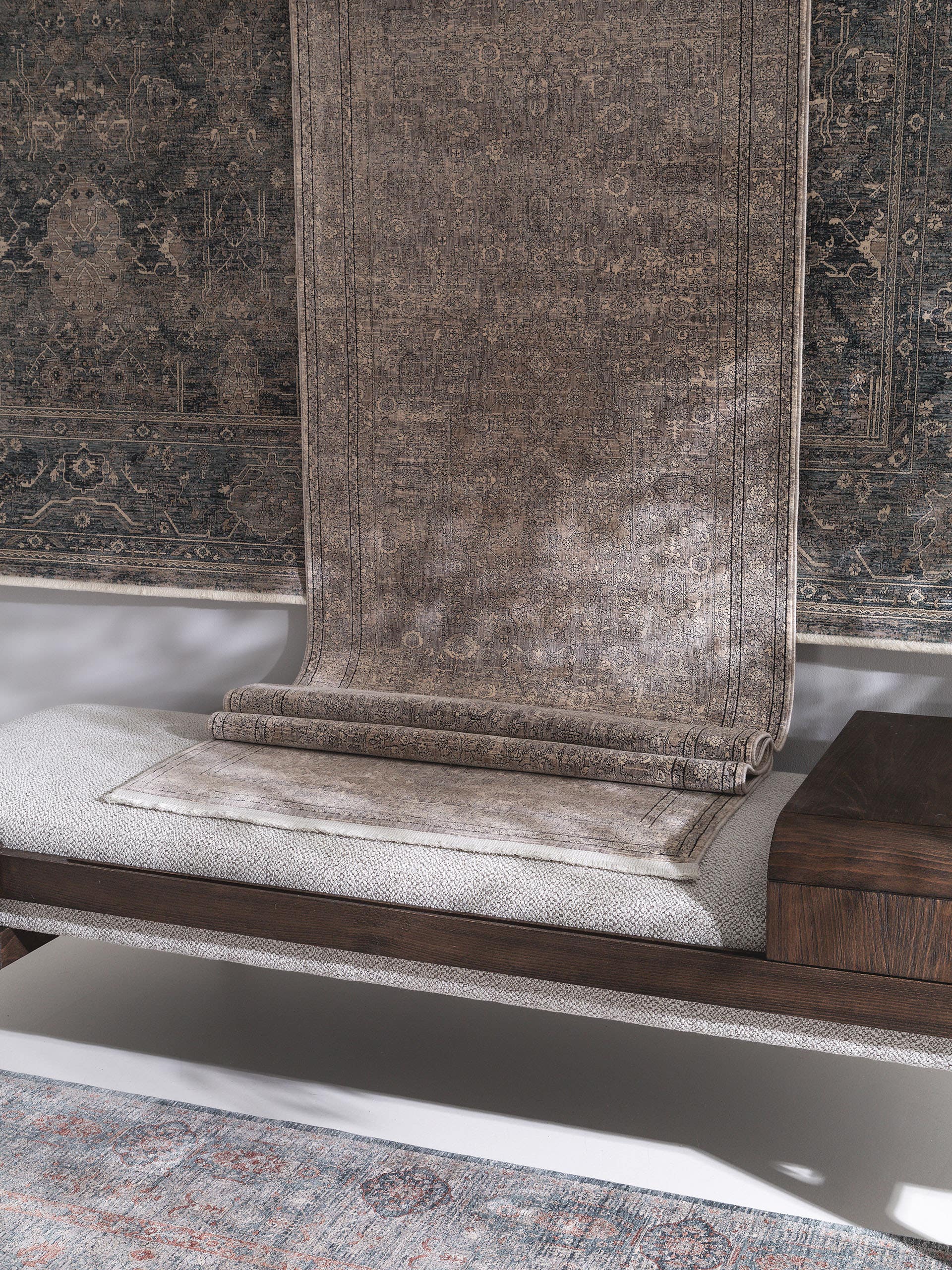Rug made of 80% Polyester, 20% Polyacrylics in Blue with a 1- 5 mm high pile by benuta Finest