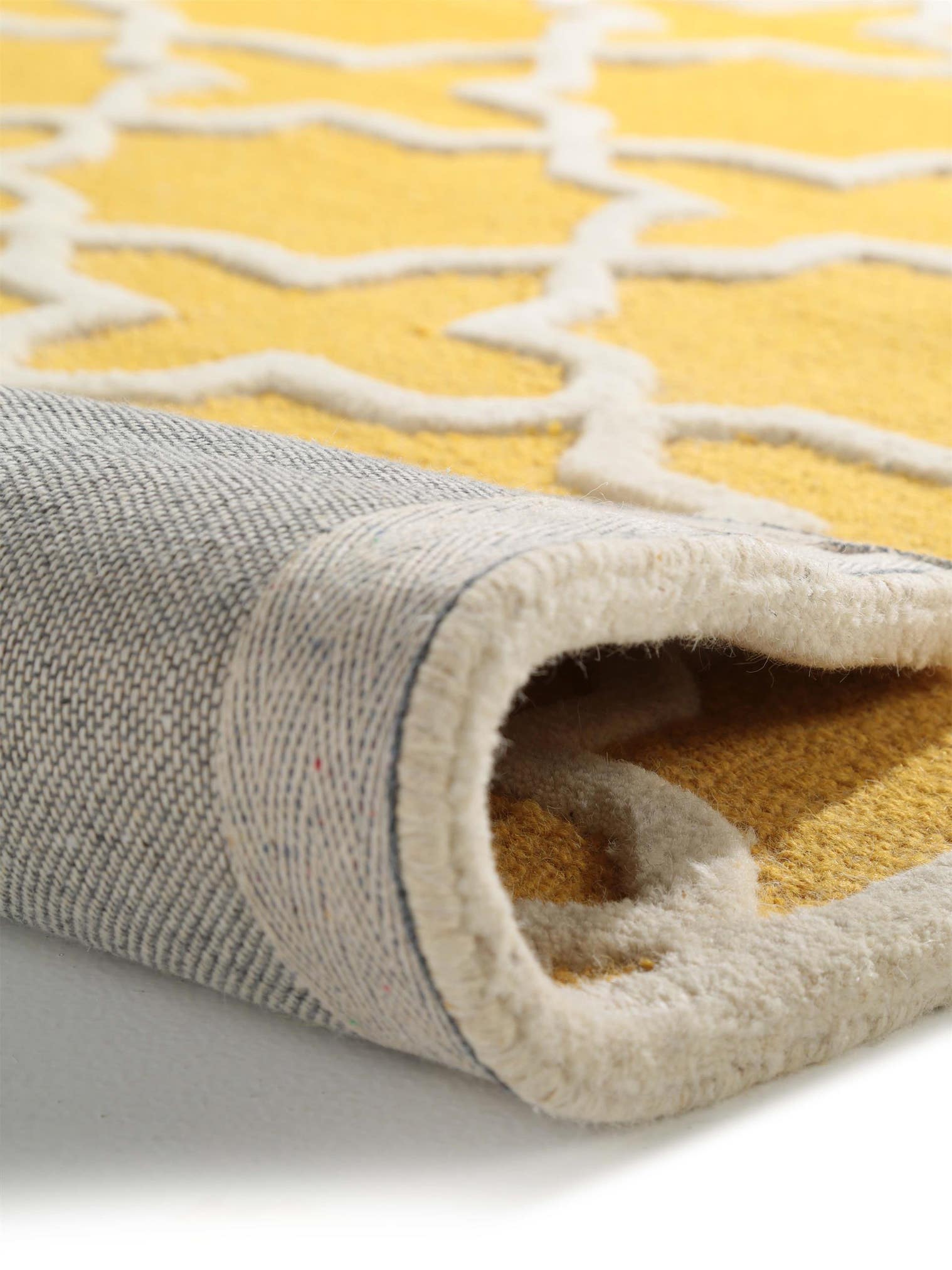 Tapis en 100% Laine en Jaune avec une pile de 11 - 20 mm de hauteur de benuta Pure