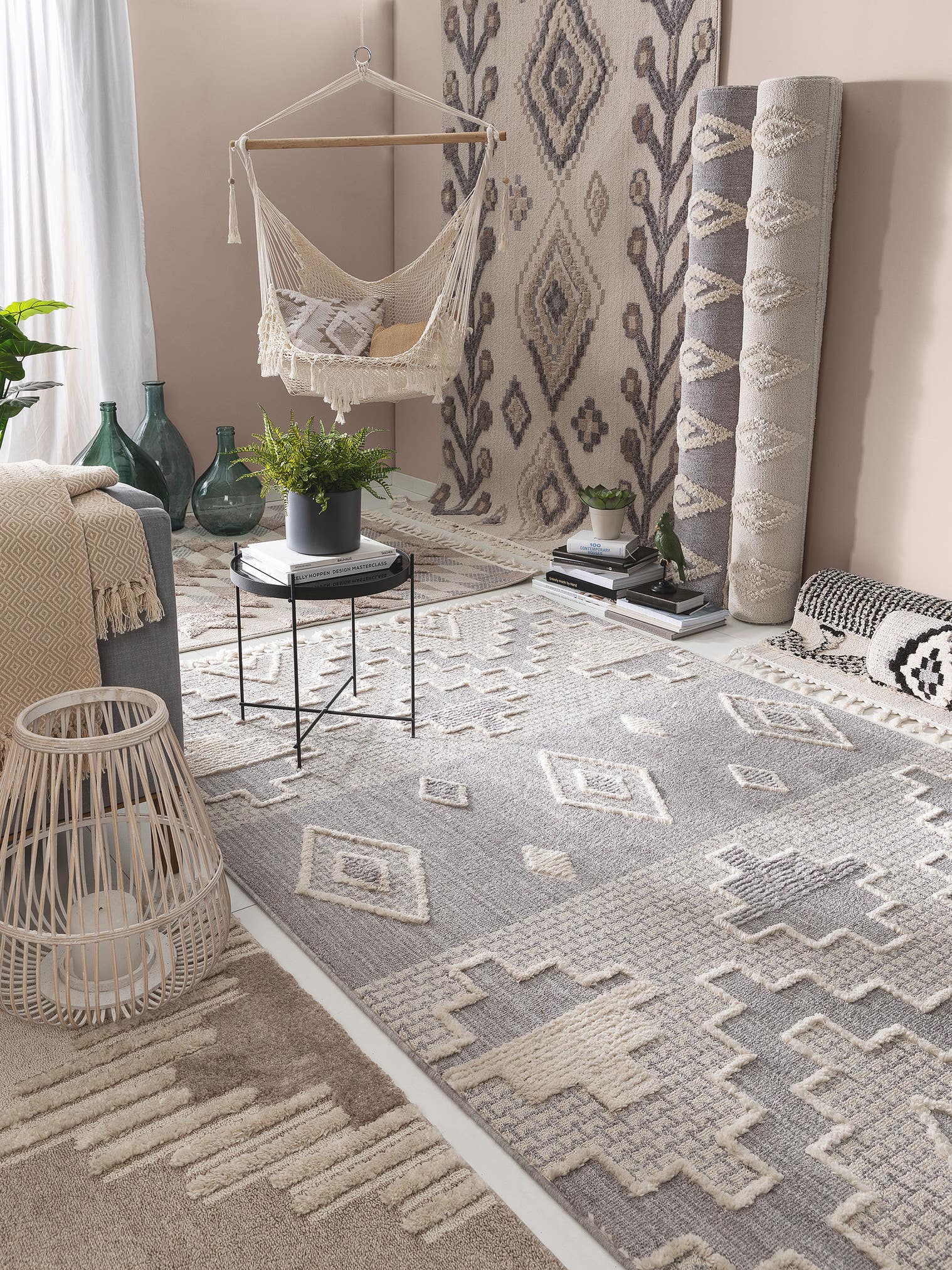Tappeto di 100% Poliestere in Grigio con pelo alto 11 - 20 mm da benuta Pop