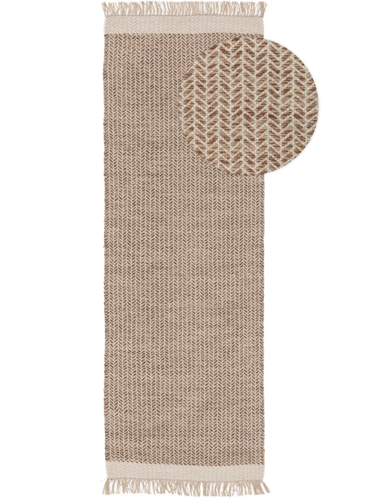 Matta av 60% Ull, 40% Bomull i Beige med 1- 5 mm hög lugg från benuta Pure