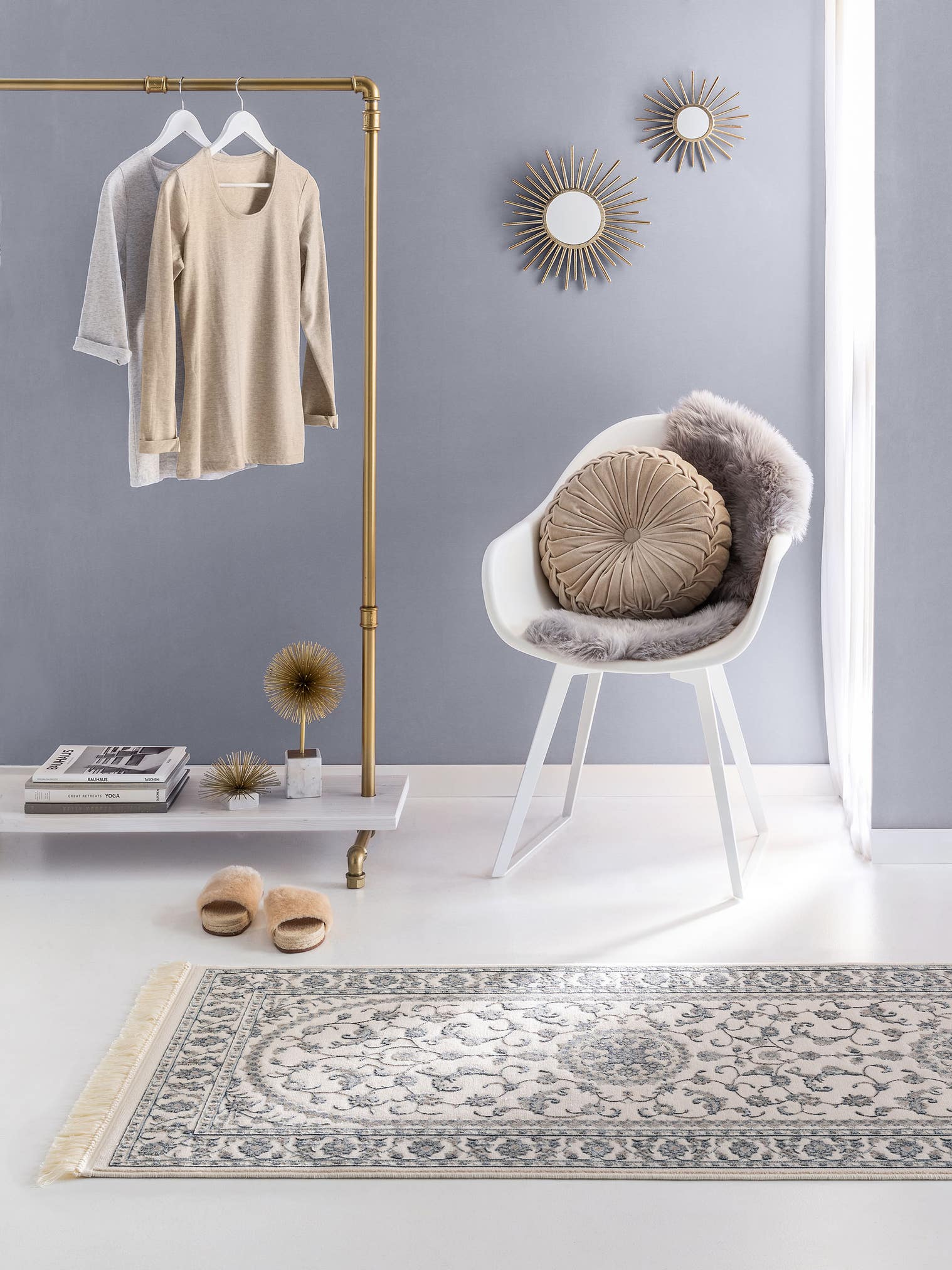 Tappeto di 55% Viscosa, 45% Poliestere in Beige con pelo alto 6 - 10 mm da benuta Nest