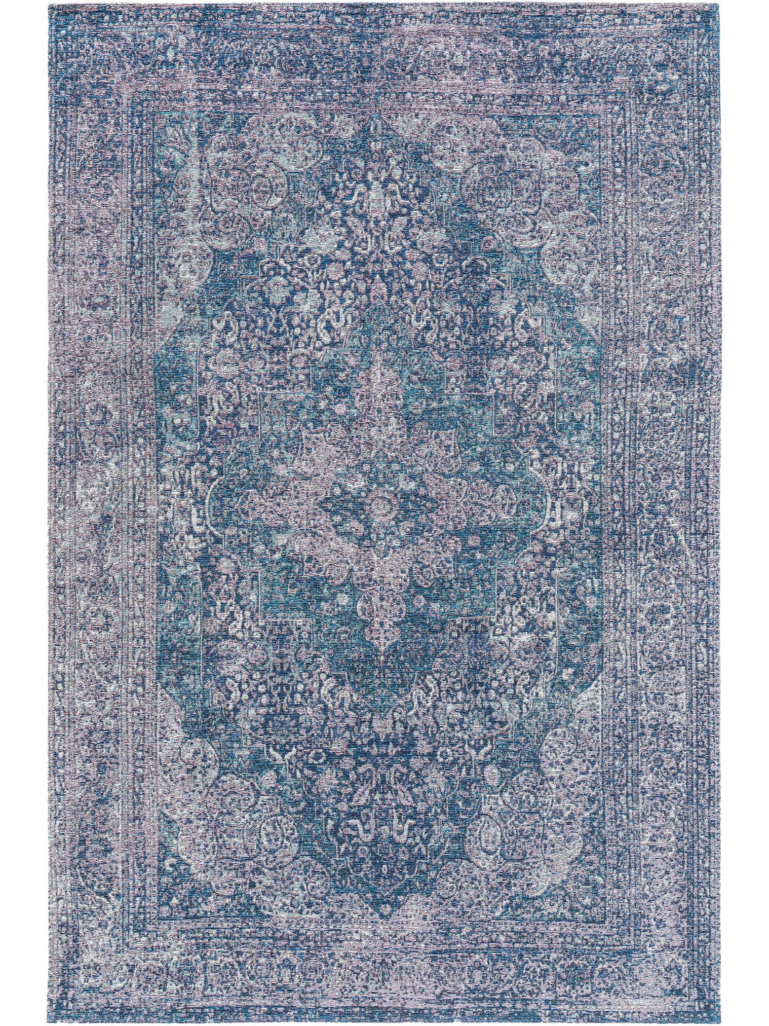 Teppich aus 85% Polyester, 15% Baumwolle in Blau mit bis 5 mm hohem Flor von benuta