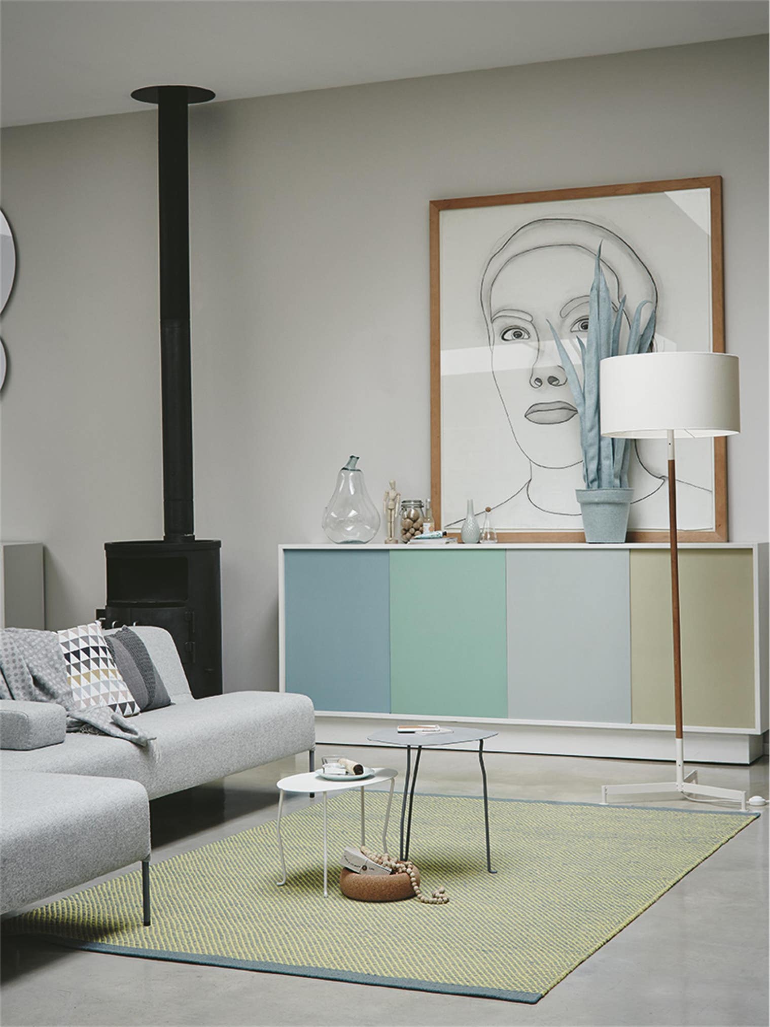 Wollteppich Radja Grün im Design Geometrisch aus 100 % Schurwolle von Brink & Campman