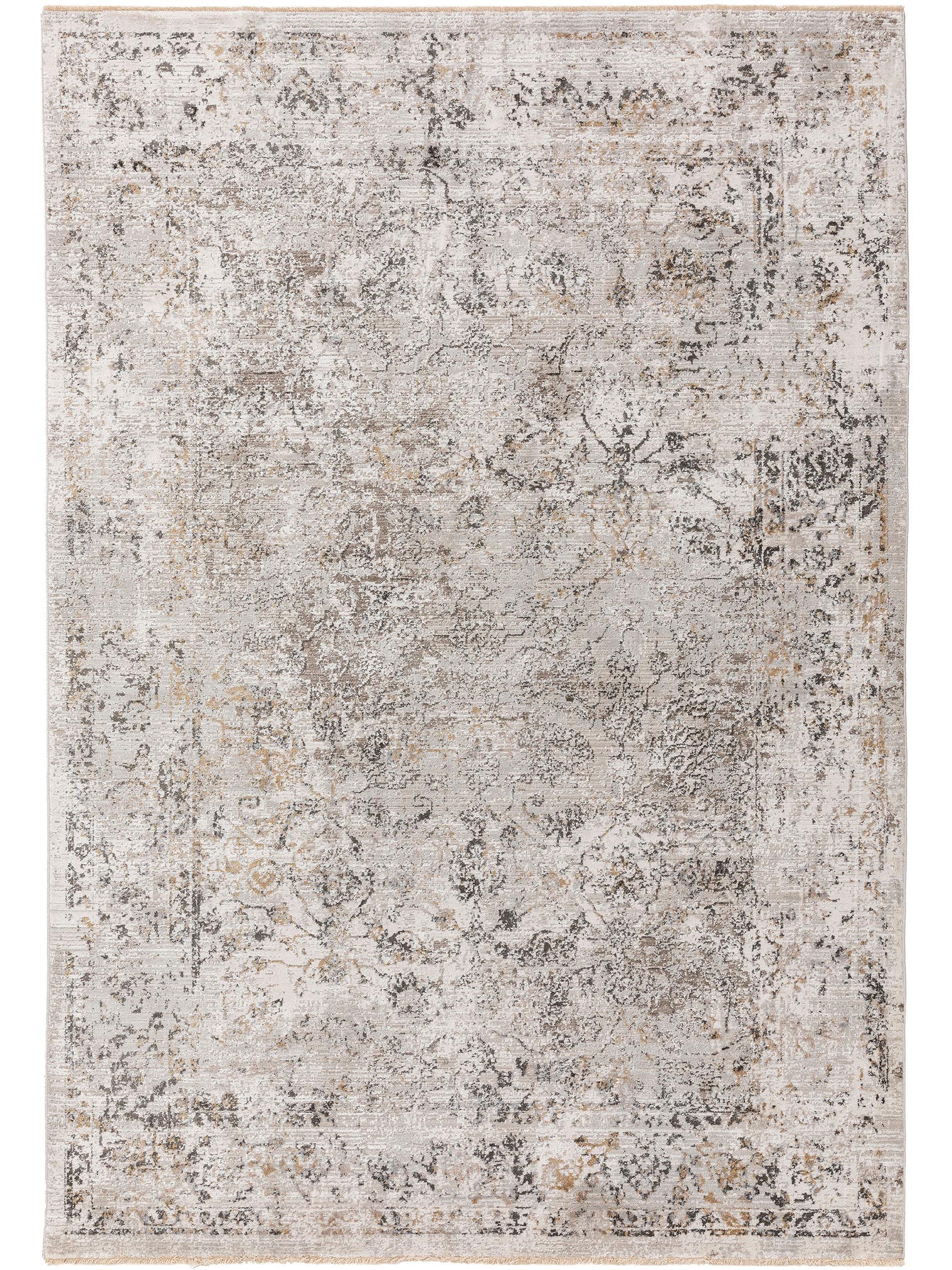 Teppich aus 65% Viskose, 35% Polyester in Grau mit 6 bis 10 mm hohem Flor von benuta Nest