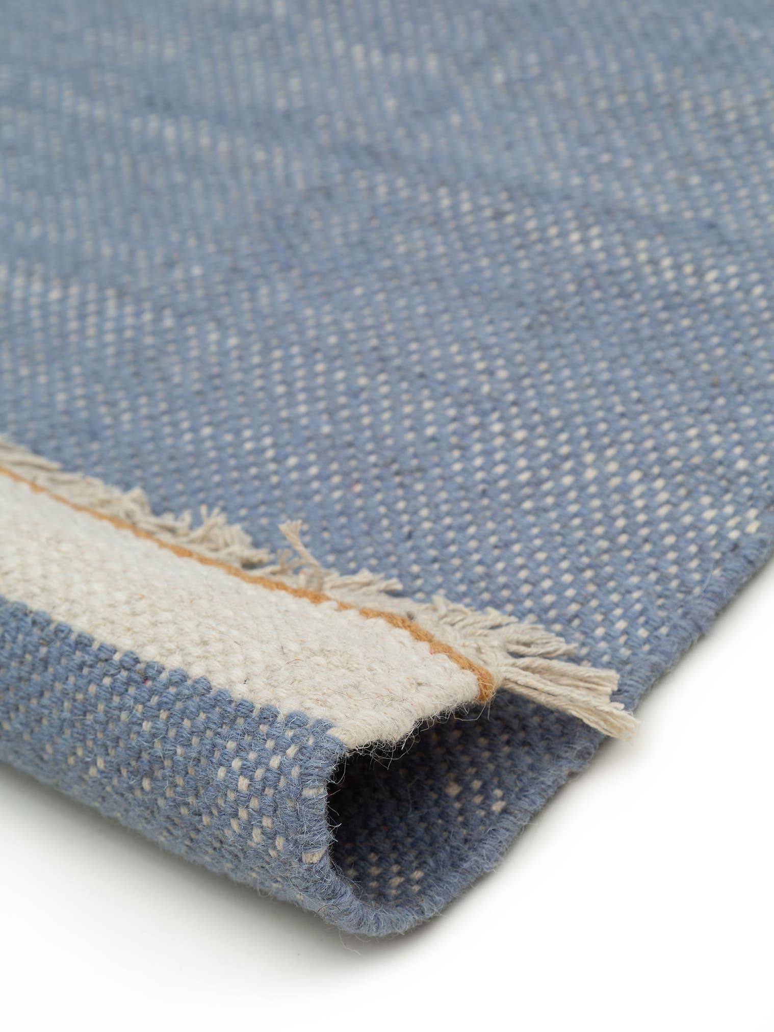Tappeto di 60% Lana, 40% Cotone in Azzurro con pelo alto 1- 5 mm da benuta Pop