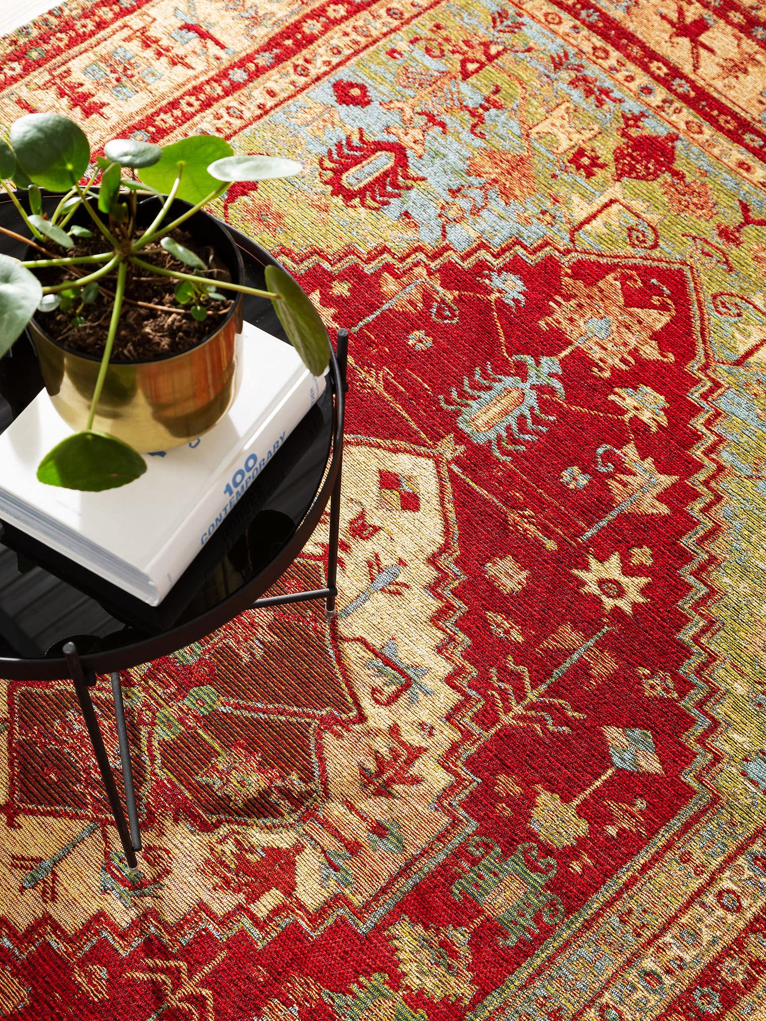 Rug made of 85% Polyester, 15% Cotton in Red with a 1- 5 mm high pile by benuta