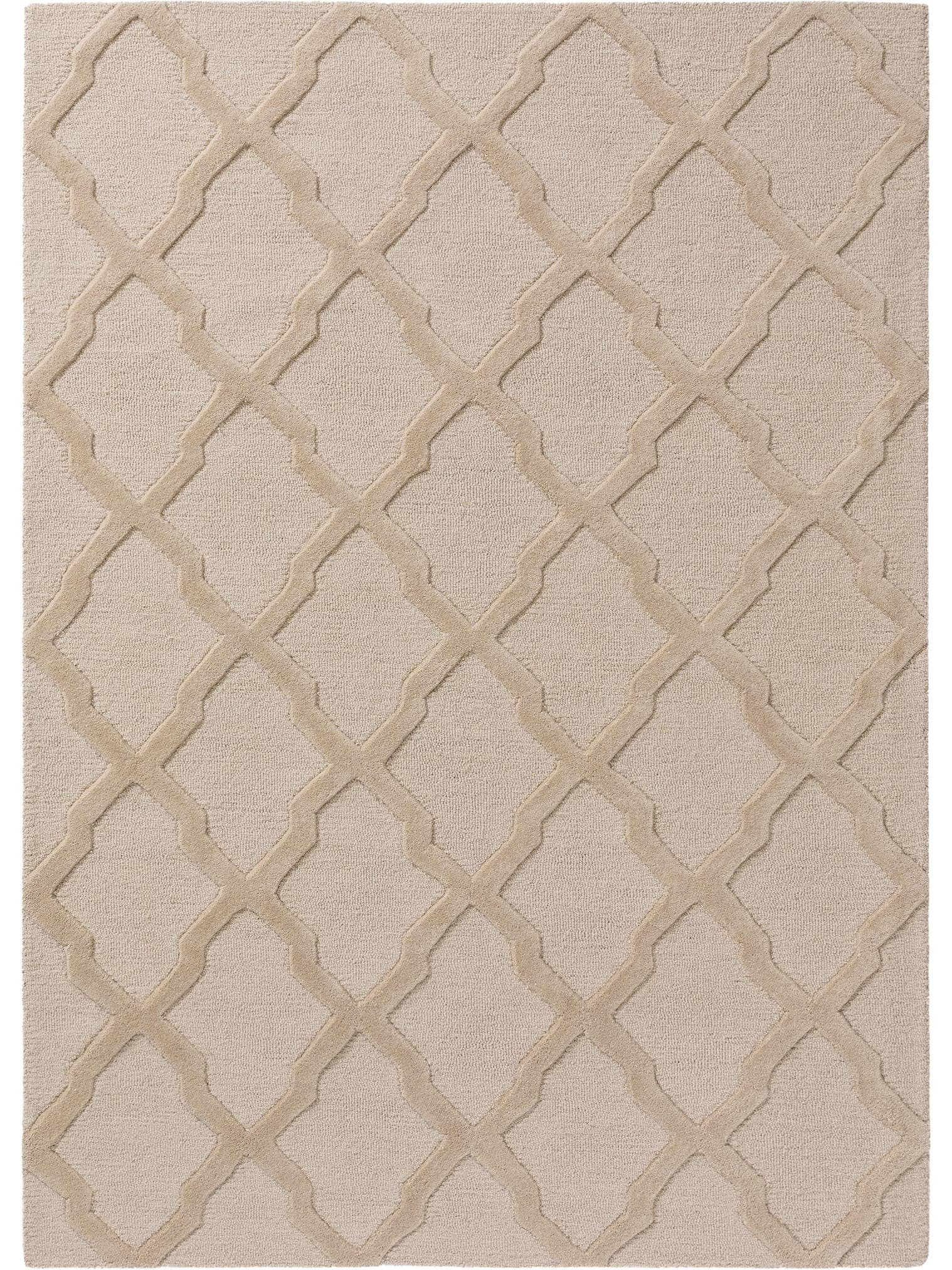 Tapijt van 100% Wol in Beige met een 11 - 20 mm hoge pool van benuta Pure
