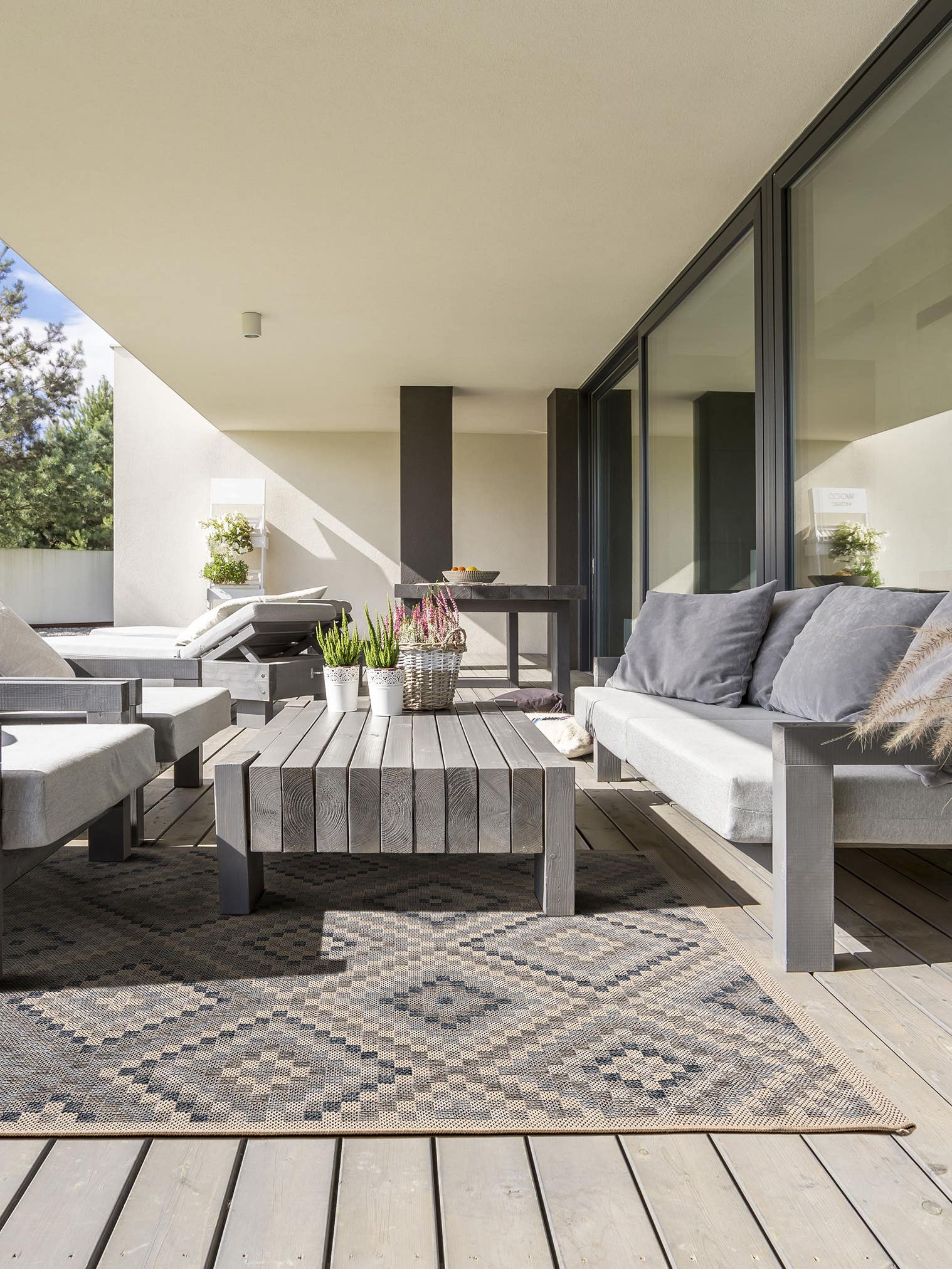 Tapis en 100% Polypropylène en Bleu avec une pile de 1- 5 mm de hauteur de benuta Nest