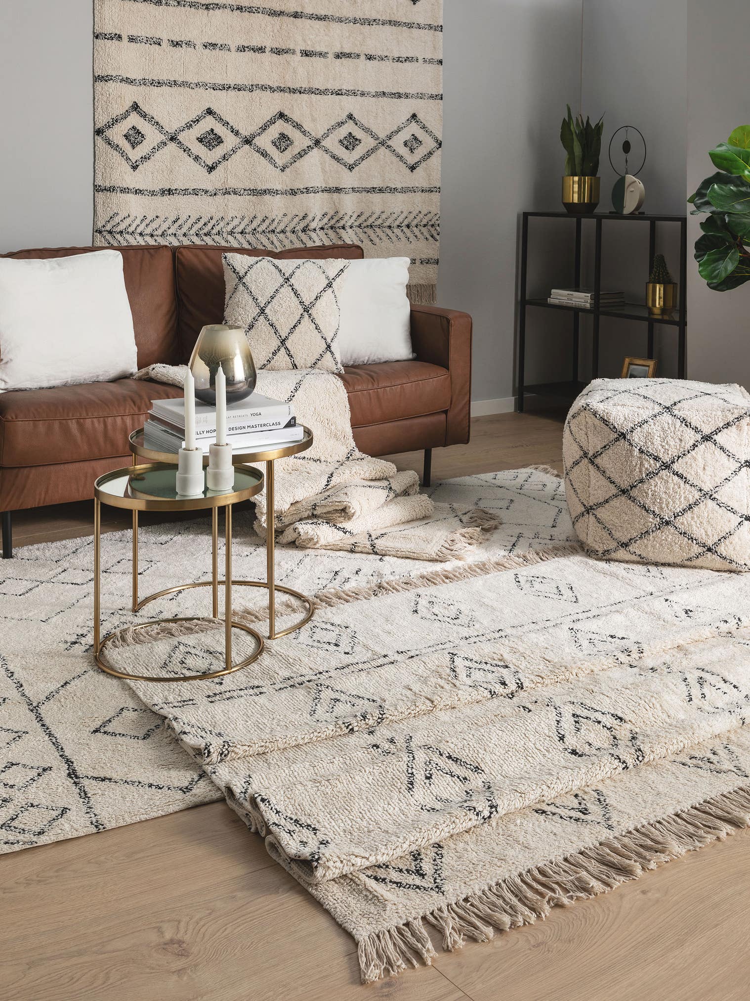 Rug made of 100% Cotton in Beige with a 6 - 10 mm high pile by benuta Nest