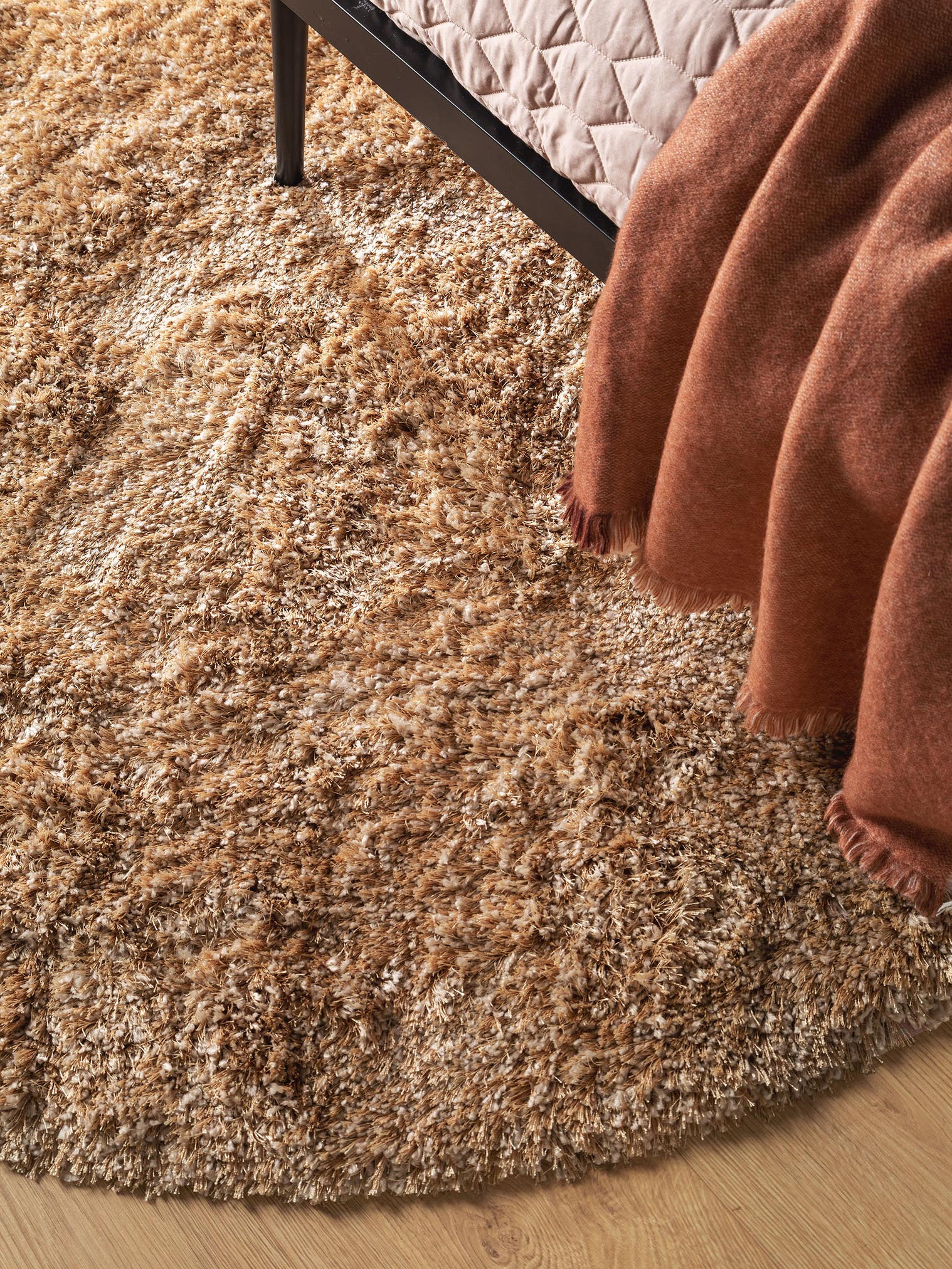 Matta av 50% polyester, 50% polypropen i Beige med 41 - 50 mm hög lugg från benuta