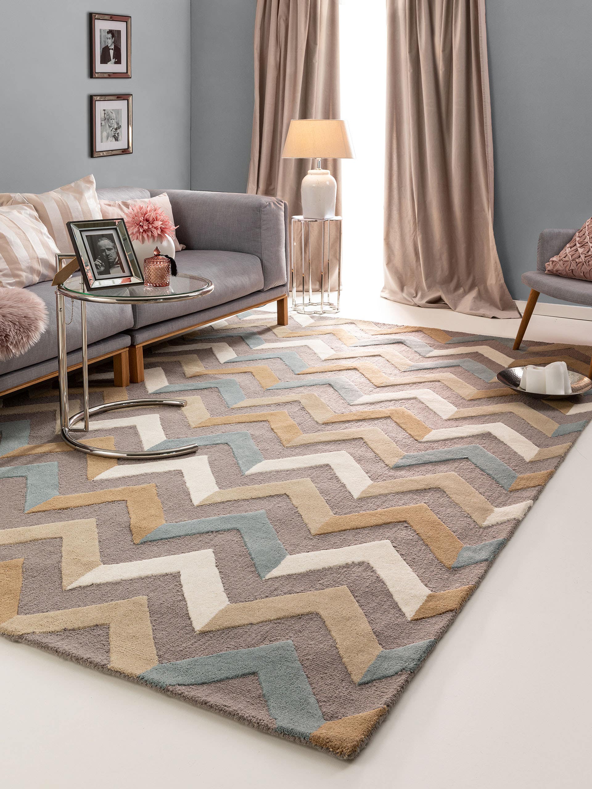 Alfombra de 100% Lana en Gris con un pelo de {{Placeholder_Pile Height}} de altura de benuta Pure