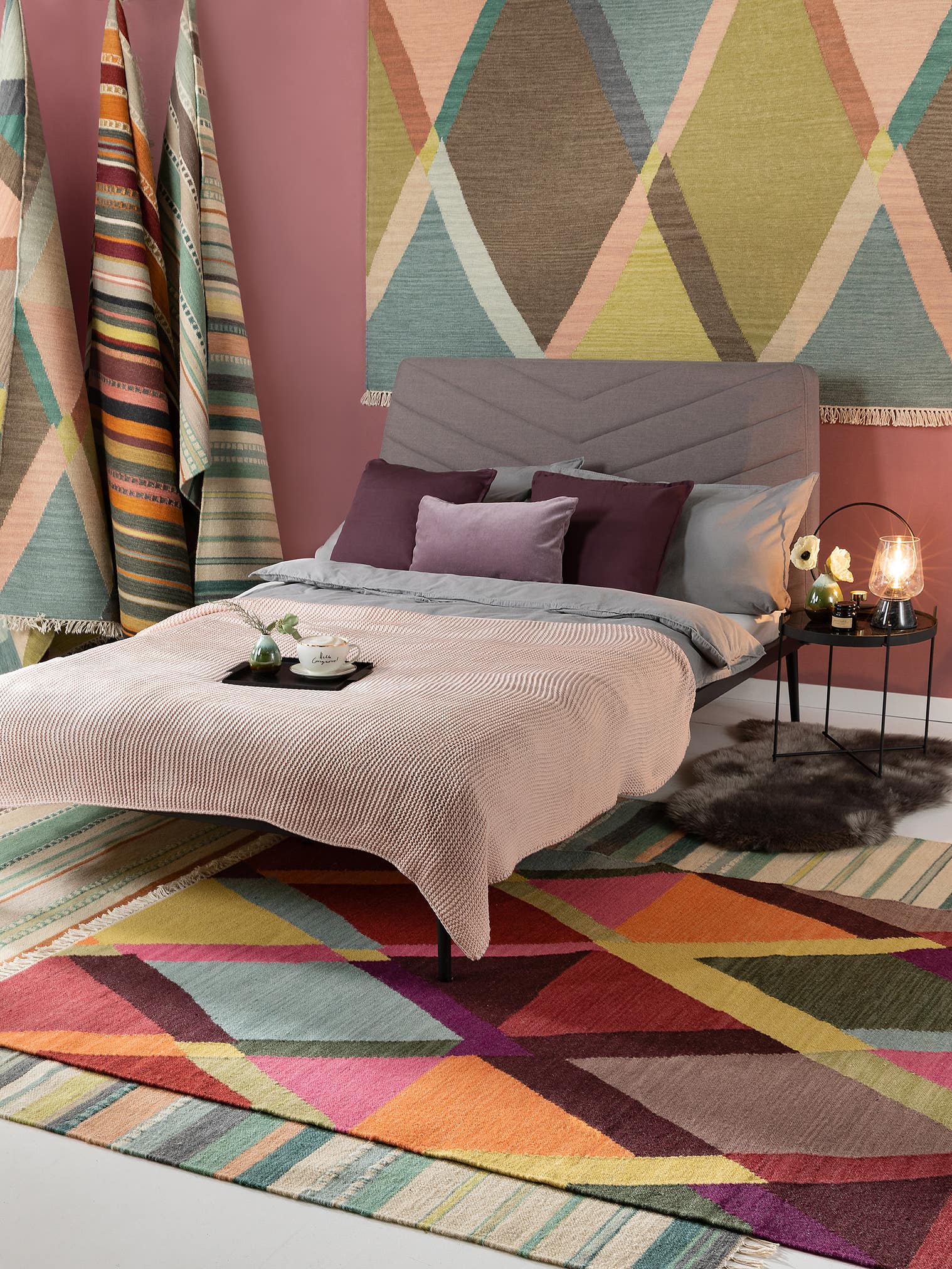 Teppich aus 100% Wolle in Multicolor mit 11 bis 20 mm hohem Flor von benuta Finest