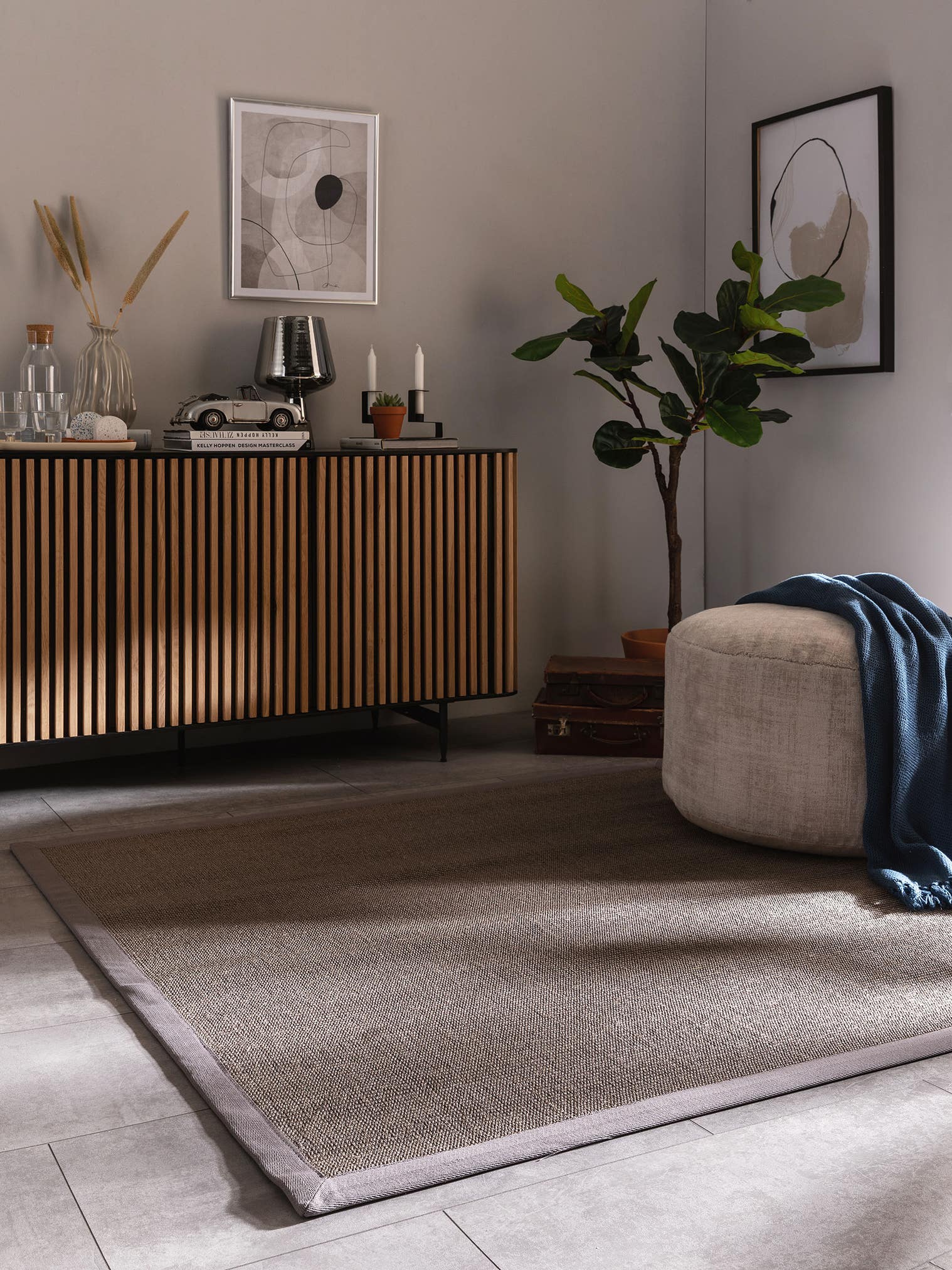Tappeto di 100% Sisal in Grigio con pelo alto 1- 5 mm da benuta Nest
