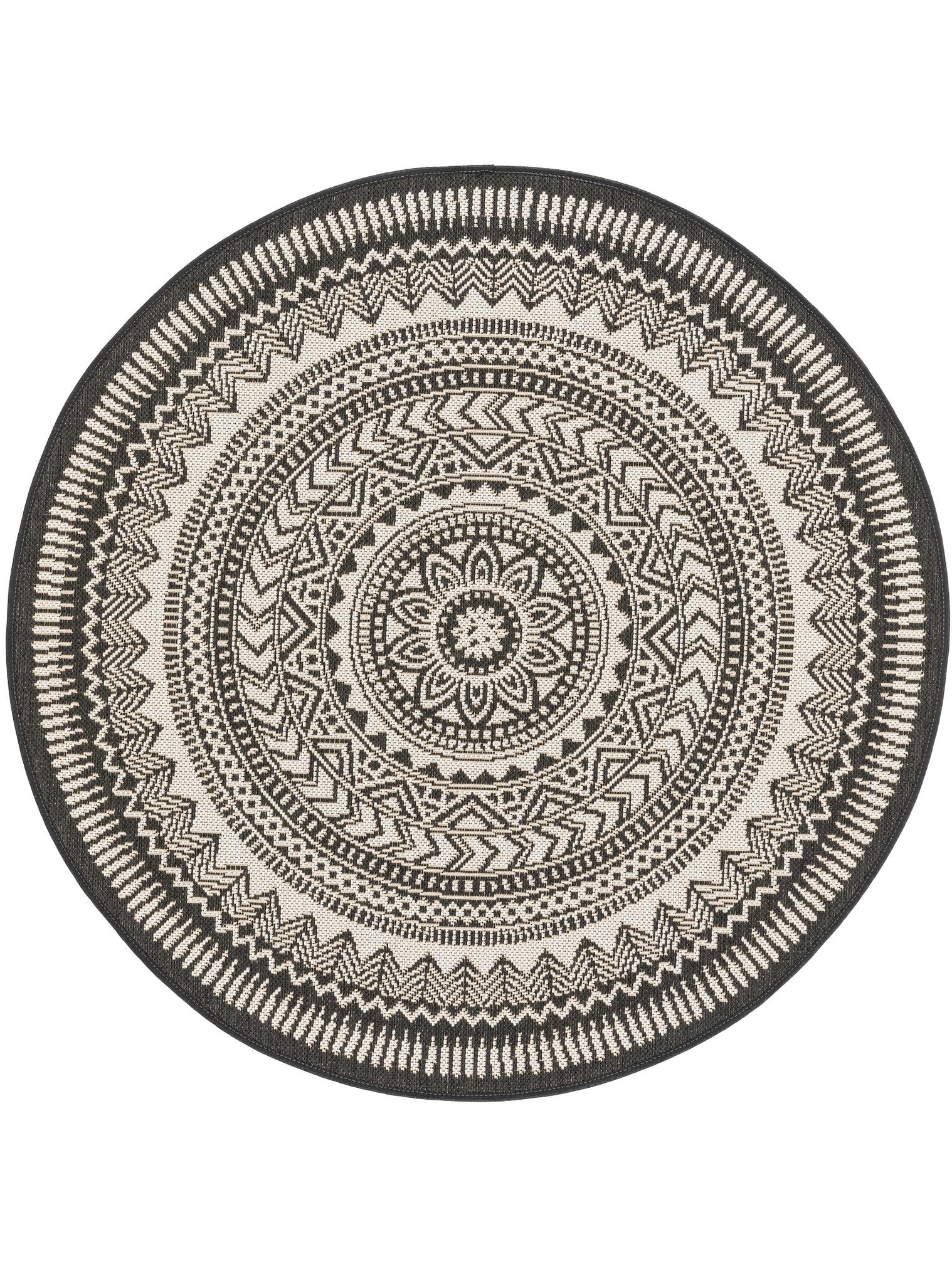 Teppich aus 100% Polypropylen in Schwarz/Weiß mit 6 bis 10 mm hohem Flor von benuta Nest