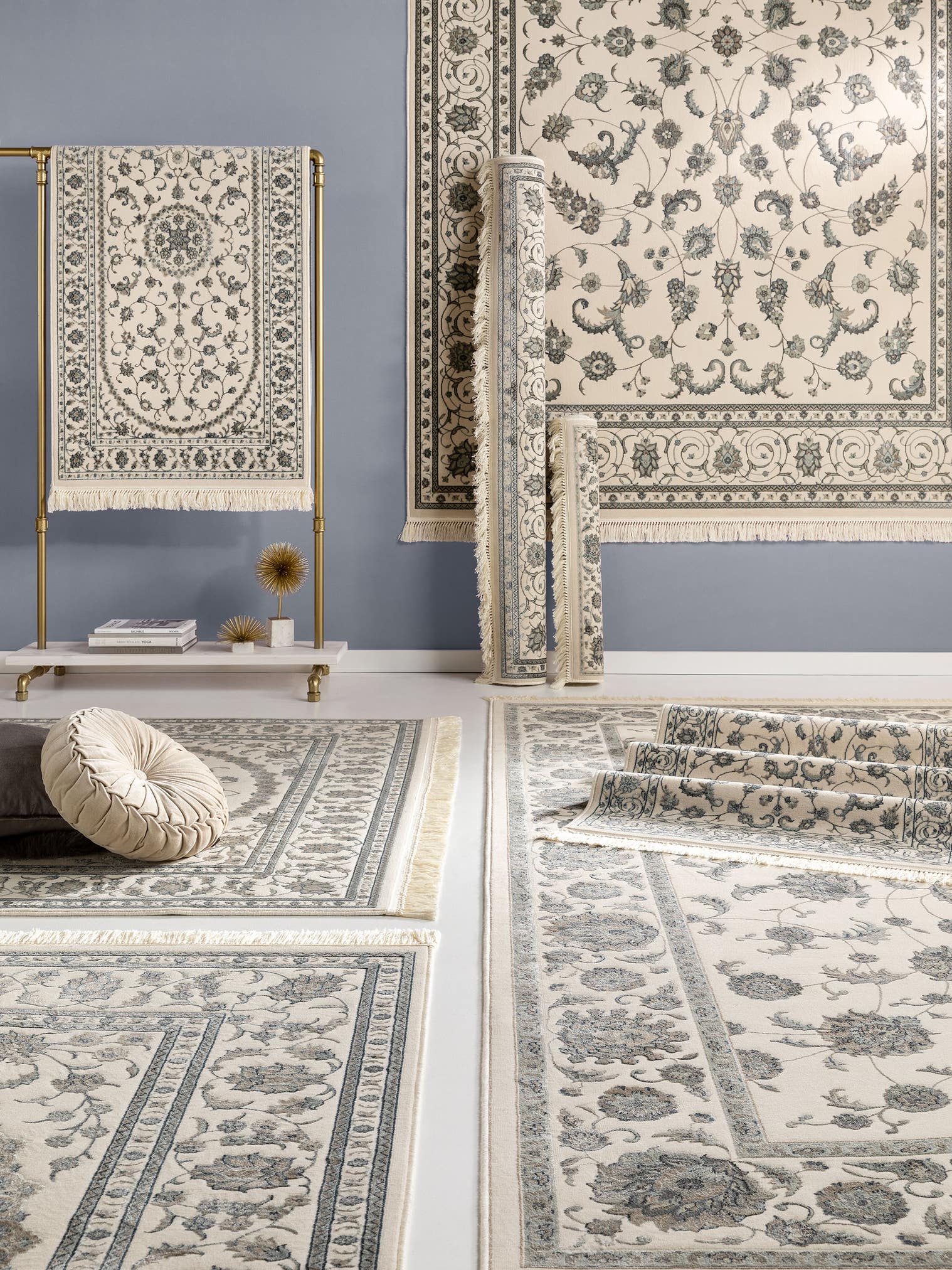 Rug made of 55% Viscose, 45% Polyester in Beige with a 6 - 10 mm high pile by benuta Nest