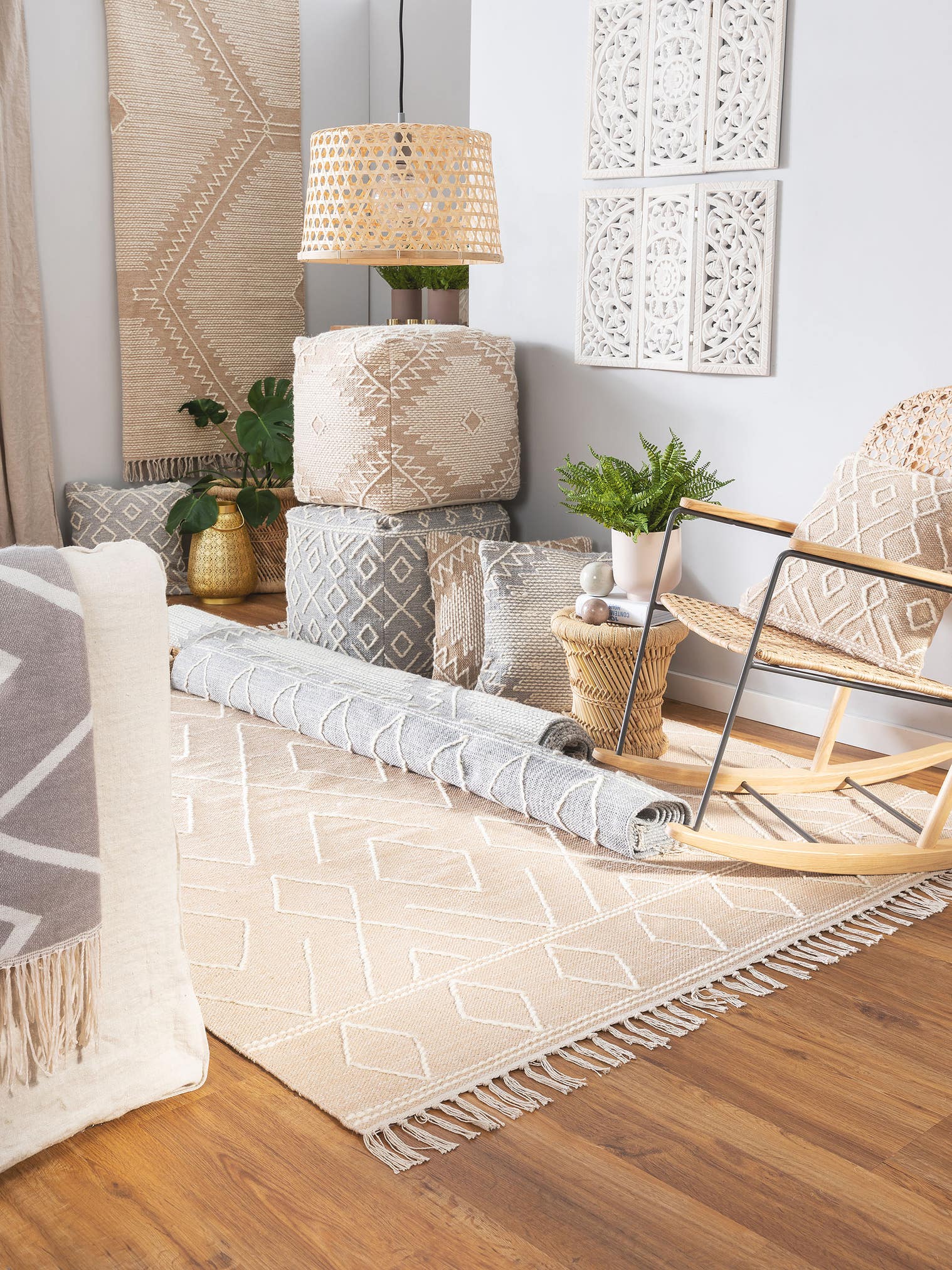 Kissenbezug Sydney Hellgrau im Design Abstrakt aus 60% Baumwolle, 40% Wolle von benuta Pure
