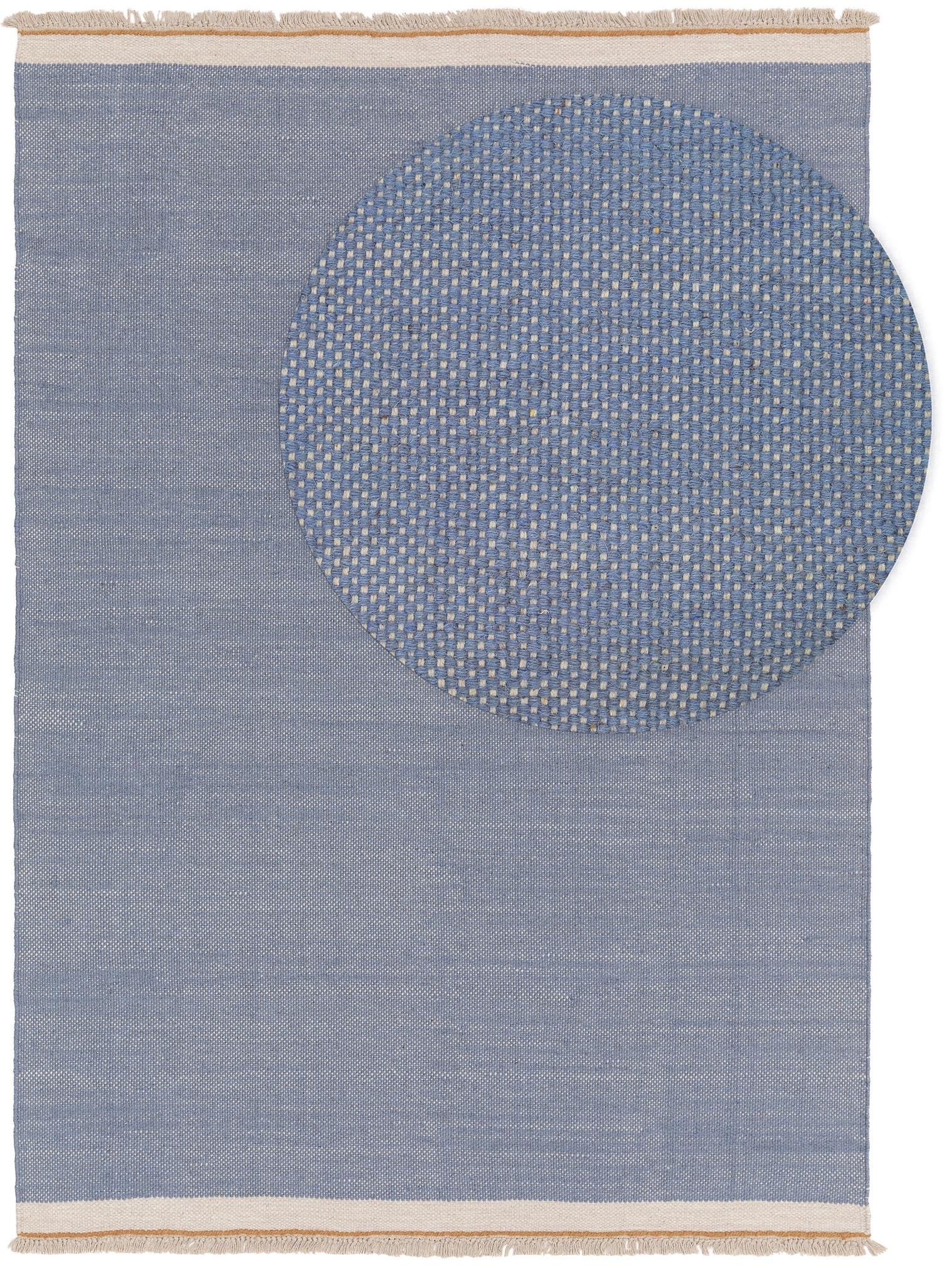 Tappeto di 60% Lana, 40% Cotone in Azzurro con pelo alto 1- 5 mm da benuta Pop