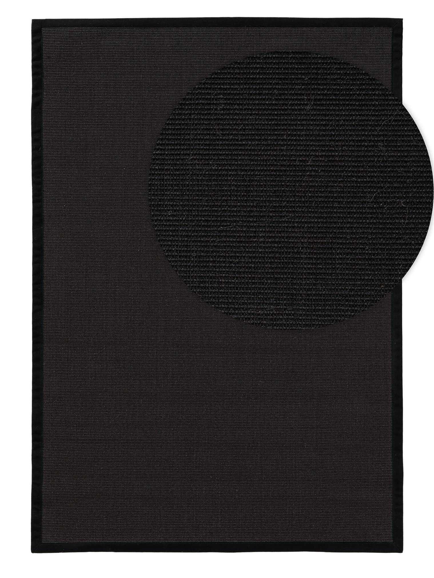 Tapis en 100% Sisal en Noir avec une pile de 1- 5 mm de hauteur de benuta Nest