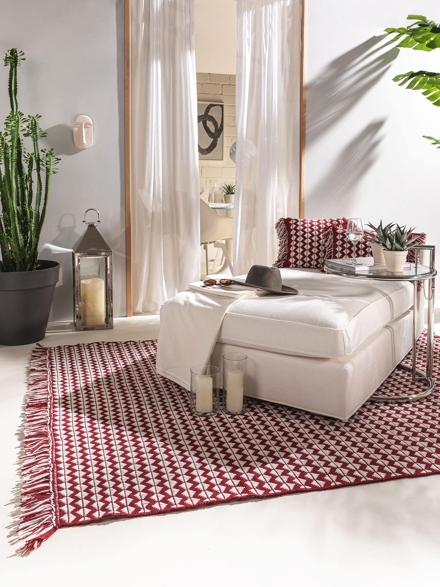 Tappeto di 100% poliestere (riciclaggio PET) in Rosso con pelo alto 1- 5 mm da benuta Pure