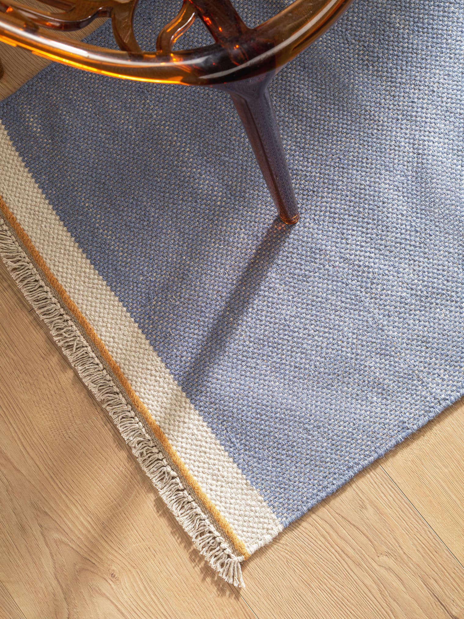 Rug made of 60% Wool, 40% Cotton in Blue with a 1- 5 mm high pile by benuta Pop
