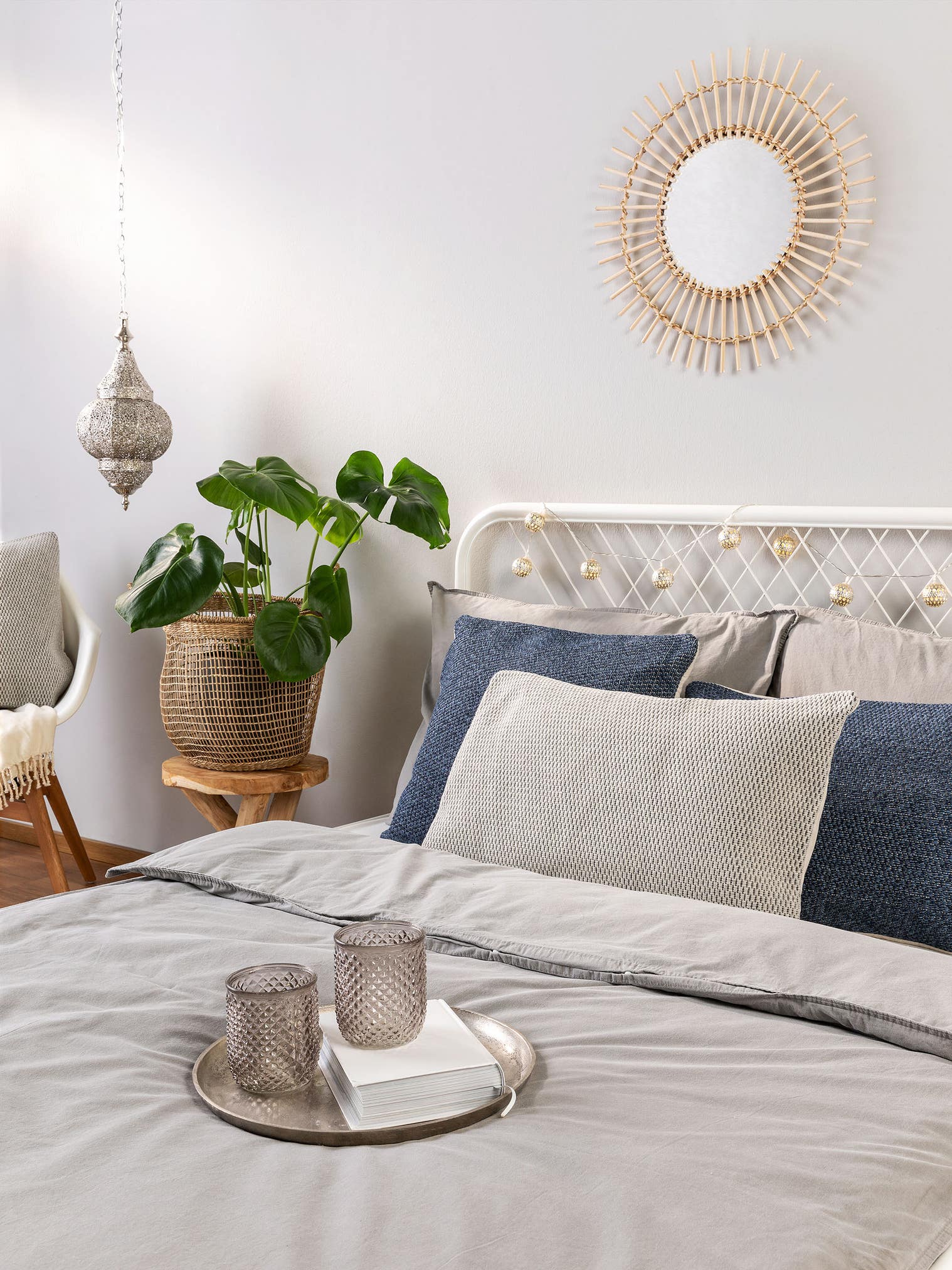 Cushion Cover Bora Light Grey in Uni design made of 100% Cotton by benuta Nest