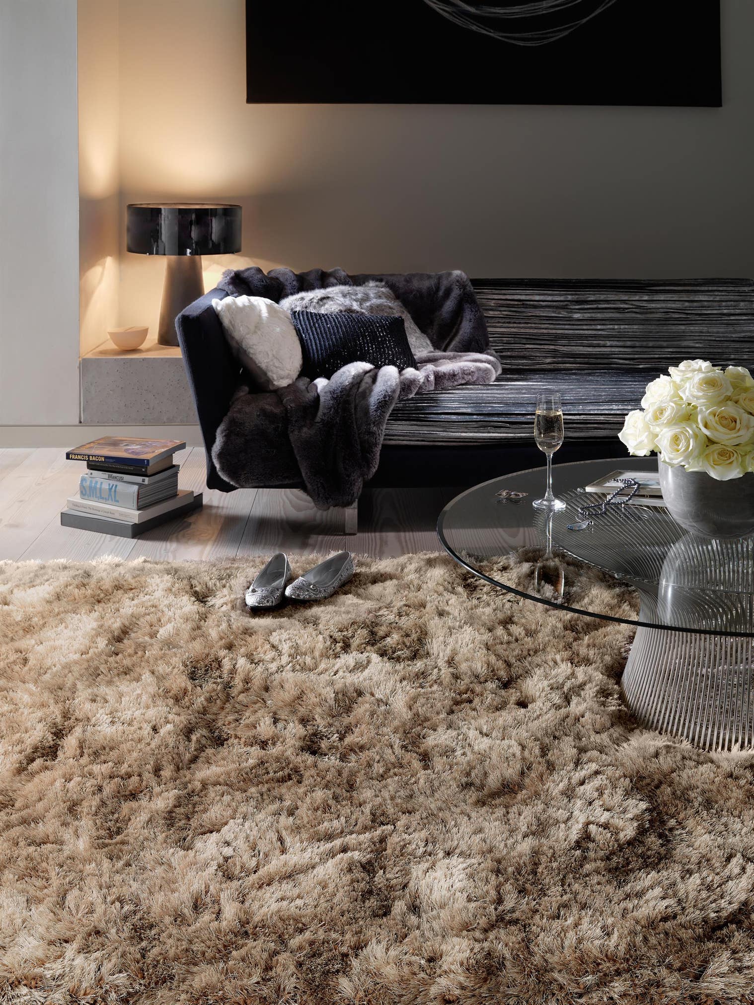 Tappeto di 100% Poliestere in Marrone con pelo alto 71 - 80 mm da benuta Finest