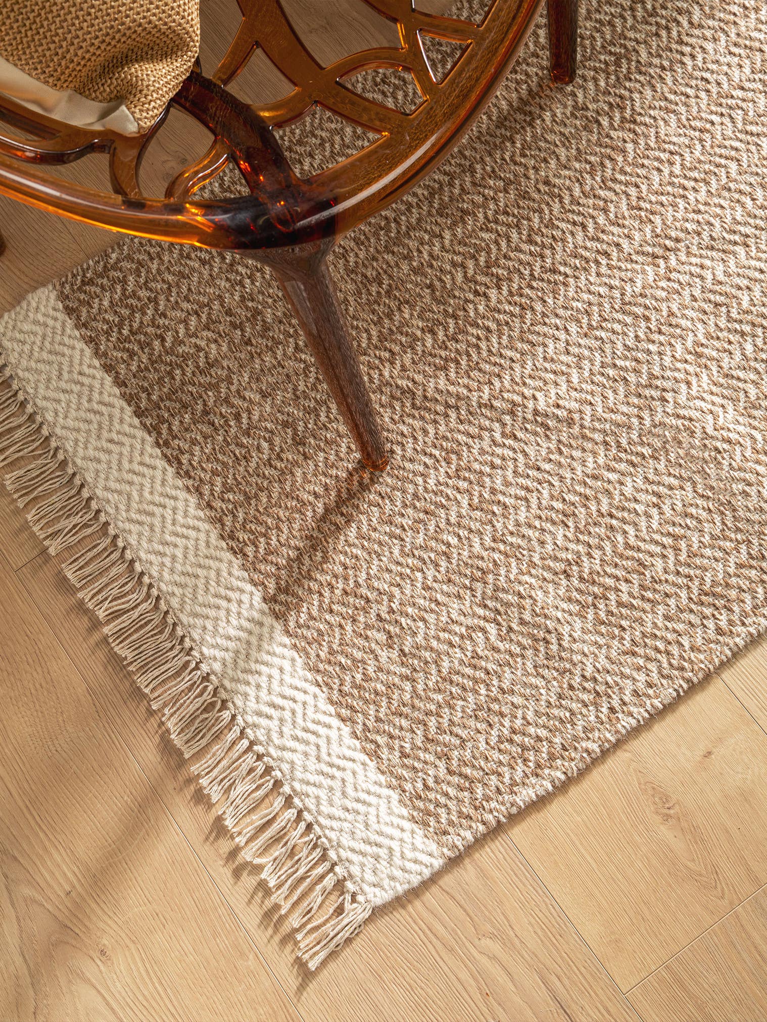 Matta av 60% Ull, 40% Bomull i Beige med 1- 5 mm hög lugg från benuta Pure