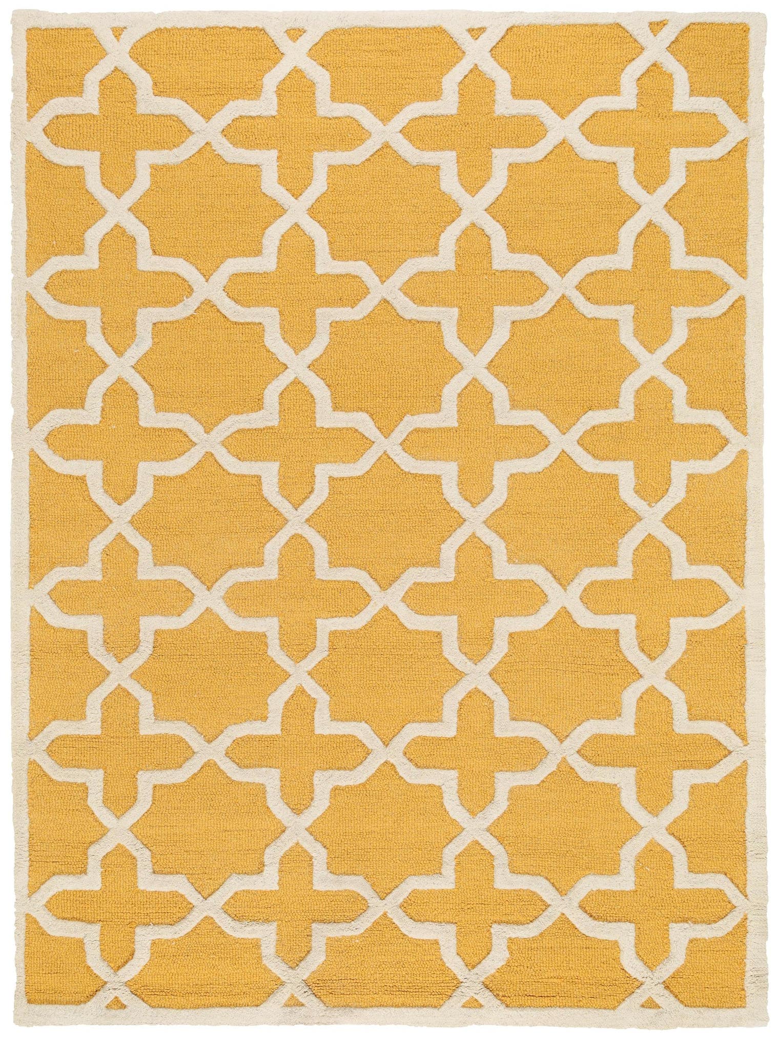 Tapis en 100% Laine en Jaune avec une pile de 11 - 20 mm de hauteur de benuta Pure