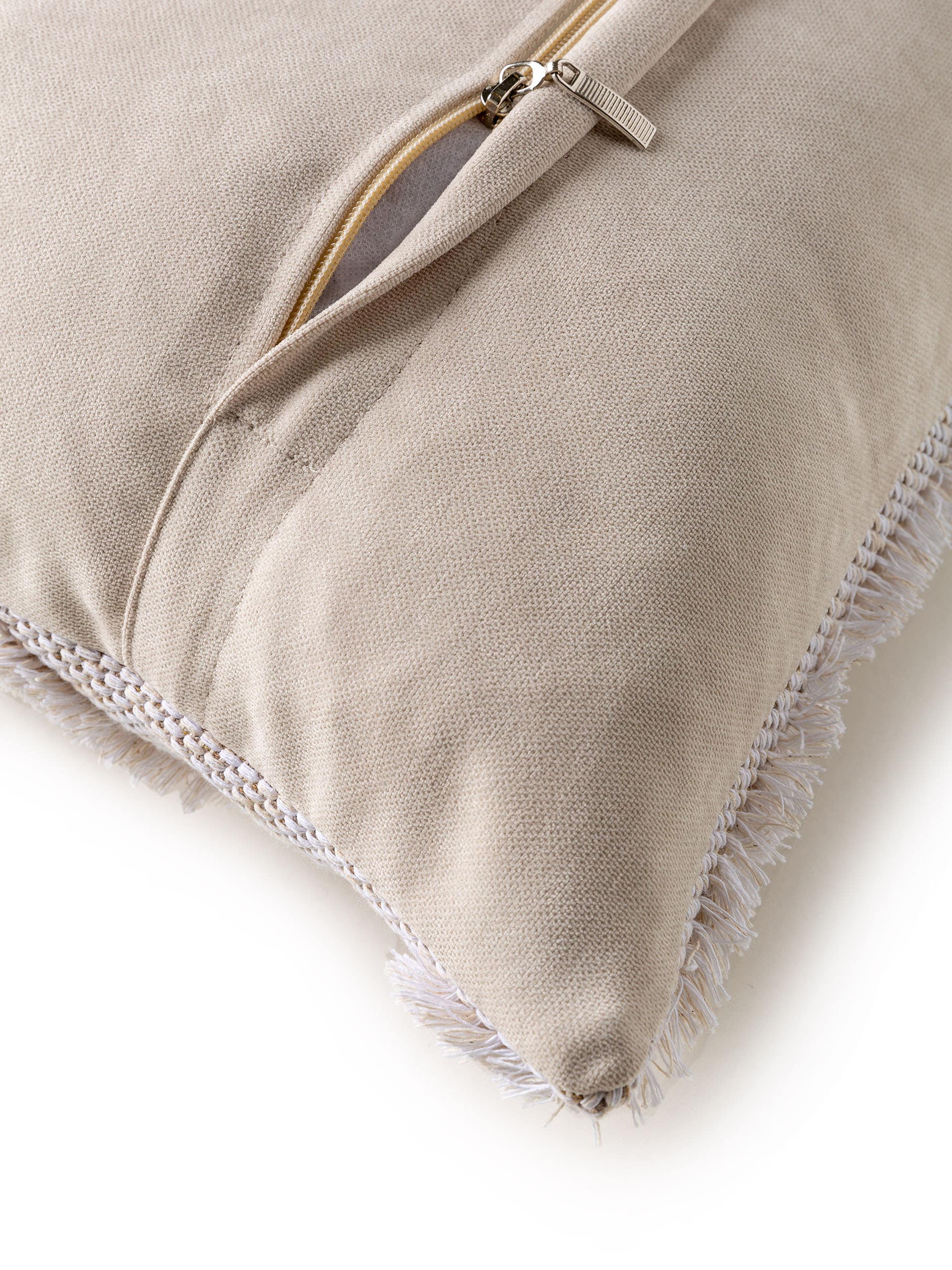 Funda de almohada Lundi Crema con diseño de Bereber en 100% Algodón de benuta Pop