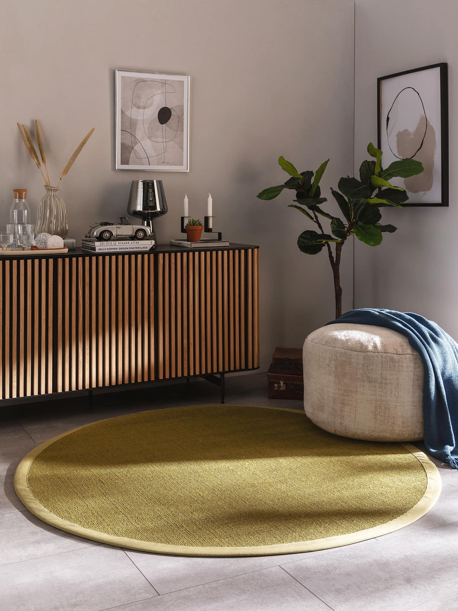Teppich aus 100% Sisal in Grün mit bis 5 mm hohem Flor von benuta Nest