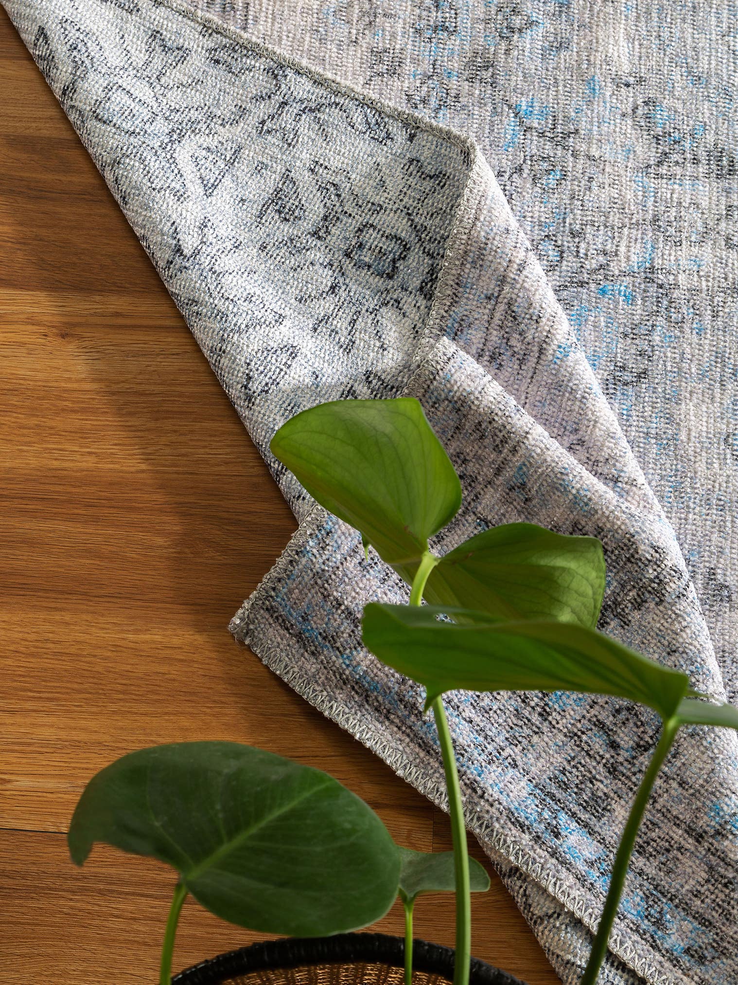 Tapis en 80% Polyester, 20% Coton en Gris avec une pile de 1- 5 mm de hauteur de benuta