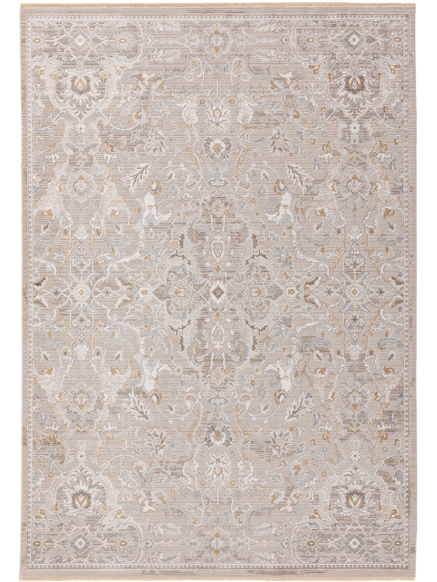 Teppich aus 65% Viskose, 35% Polyester in Beige mit 6 bis 10 mm hohem Flor von benuta Nest
