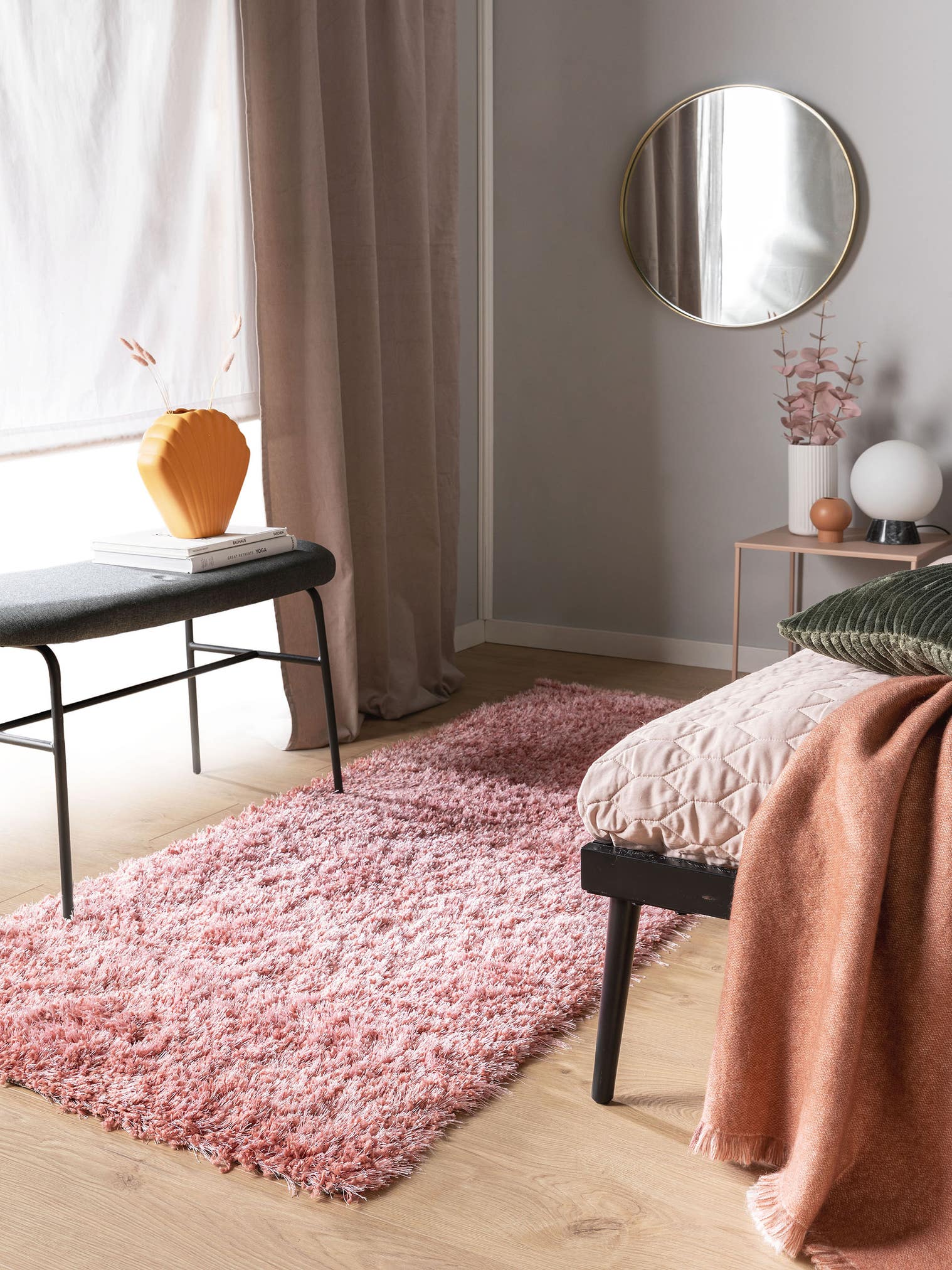 Tapis en 50% Polyester, 50% Polypropylène en Rose avec une pile de 41 - 50 mm de hauteur de benuta