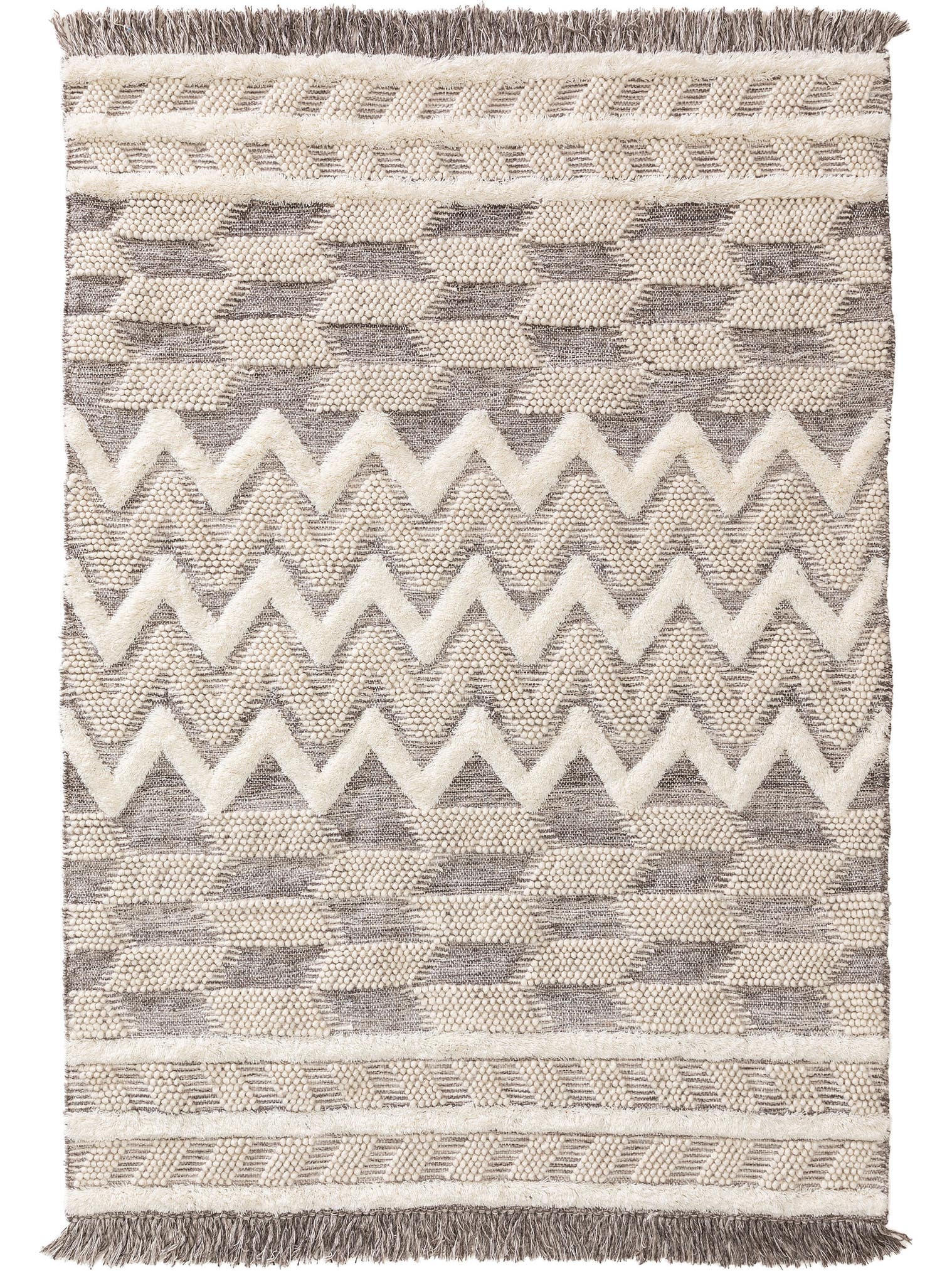 Teppich aus 70% Wolle, 30% Polyester in Beige mit 6 bis 10 mm hohem Flor von benuta