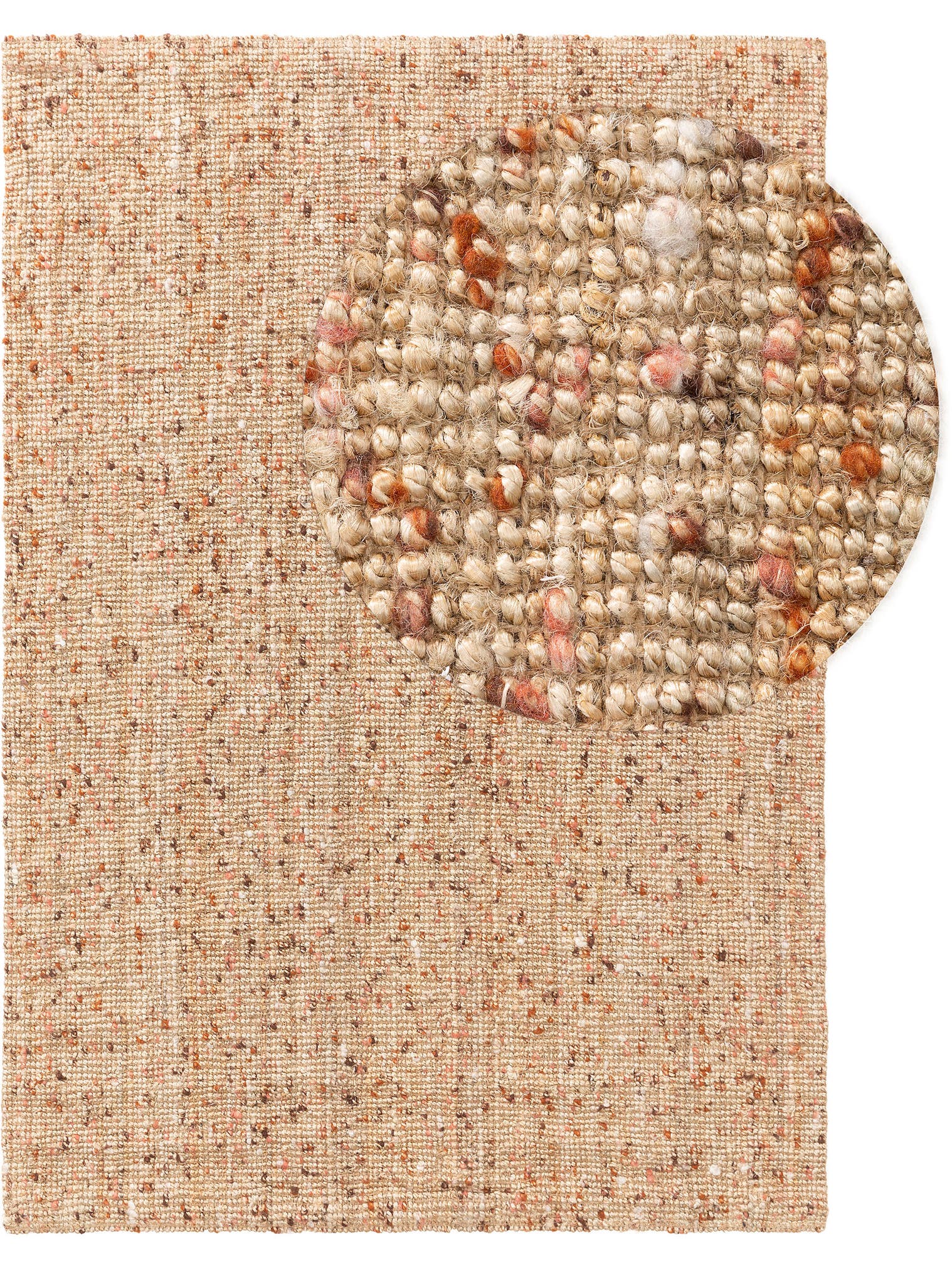 Matta av 85% Jute, 15% Ull i Röd med 1- 5 mm hög lugg från benuta Pure