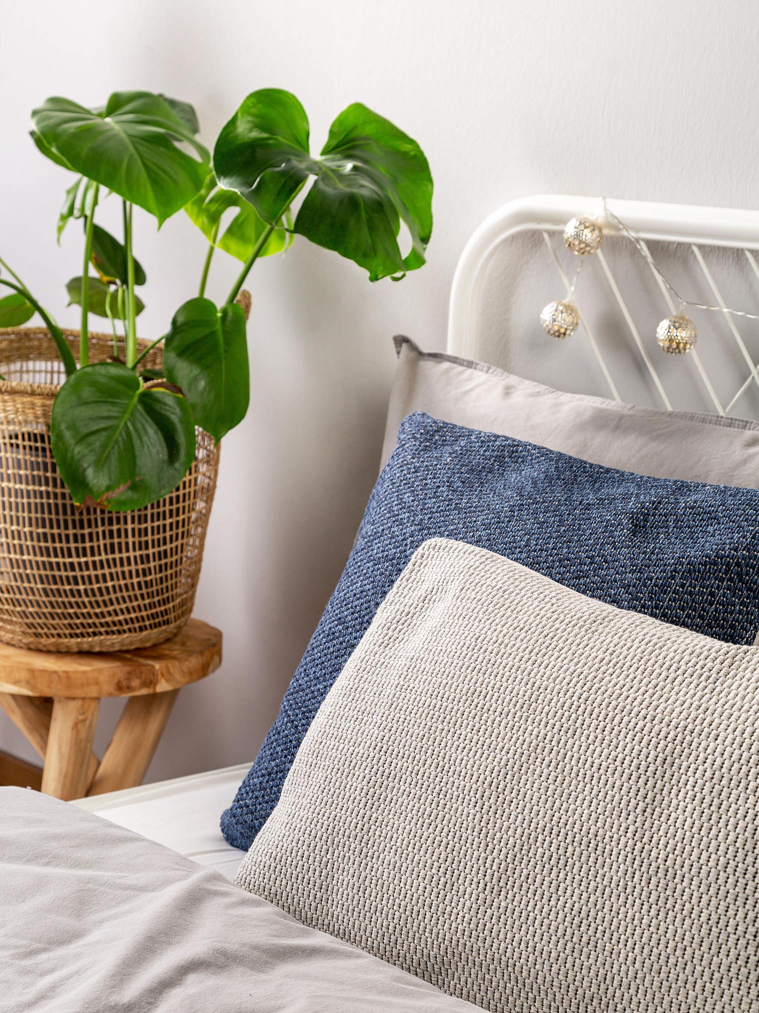 Cushion Cover Bora Light Grey in Uni design made of 100% Cotton by benuta Nest