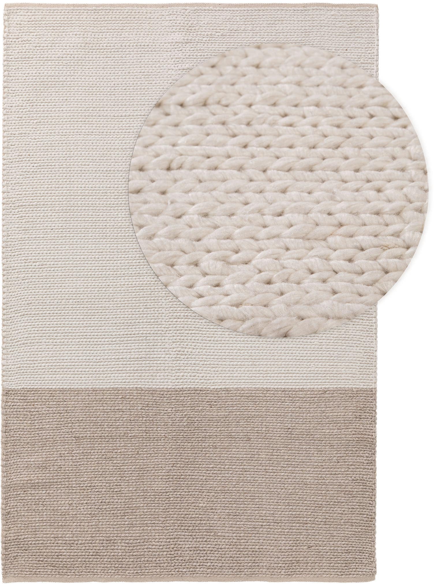 Tapis en 60% Laine, 40% Polyester en Beige avec une pile de 1- 5 mm de hauteur de benuta Pure