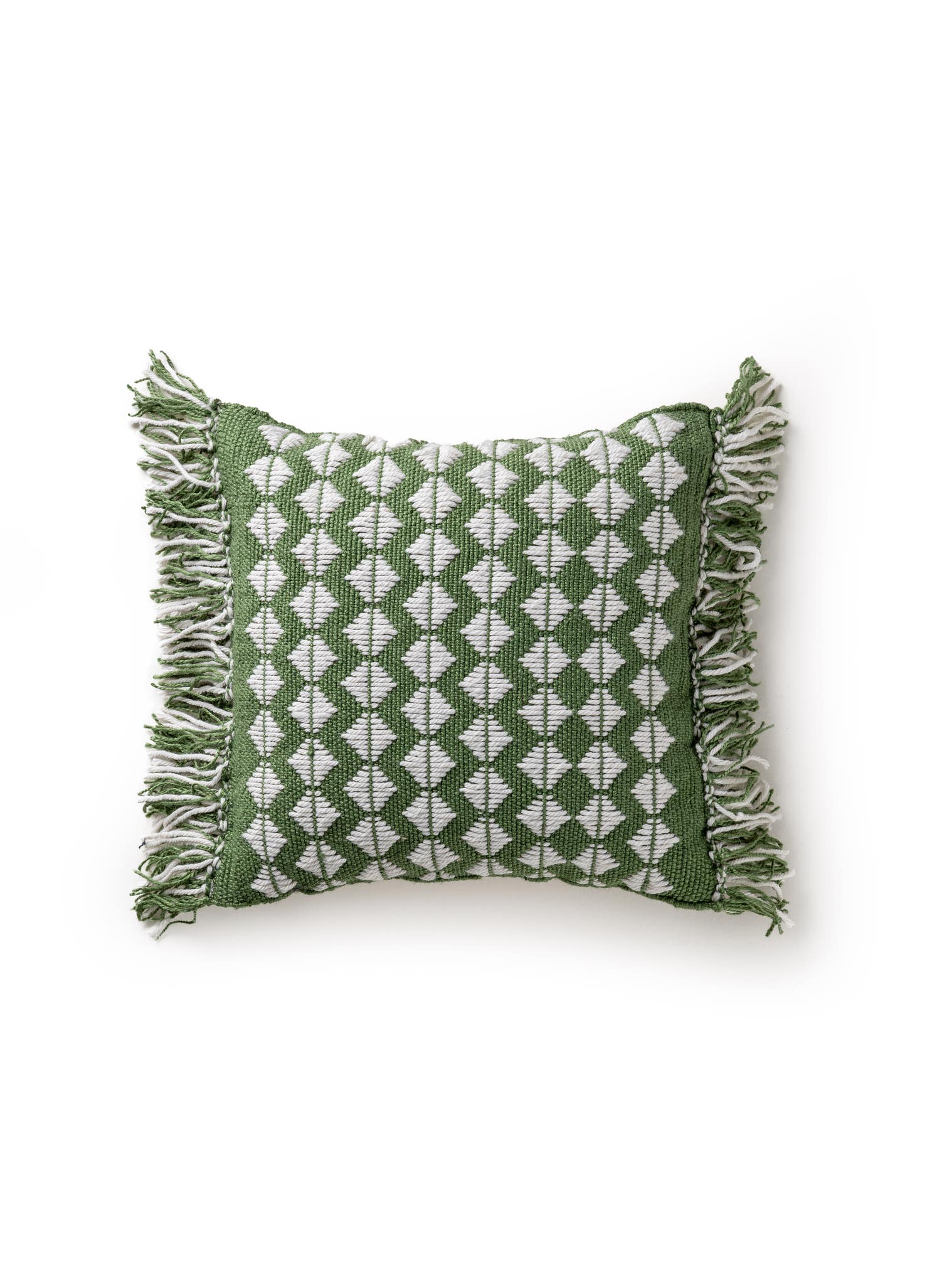 In- & Outdoor cushion Morty Green in Geometric design made of 100% Polyester (recycled PET) by benuta Pure