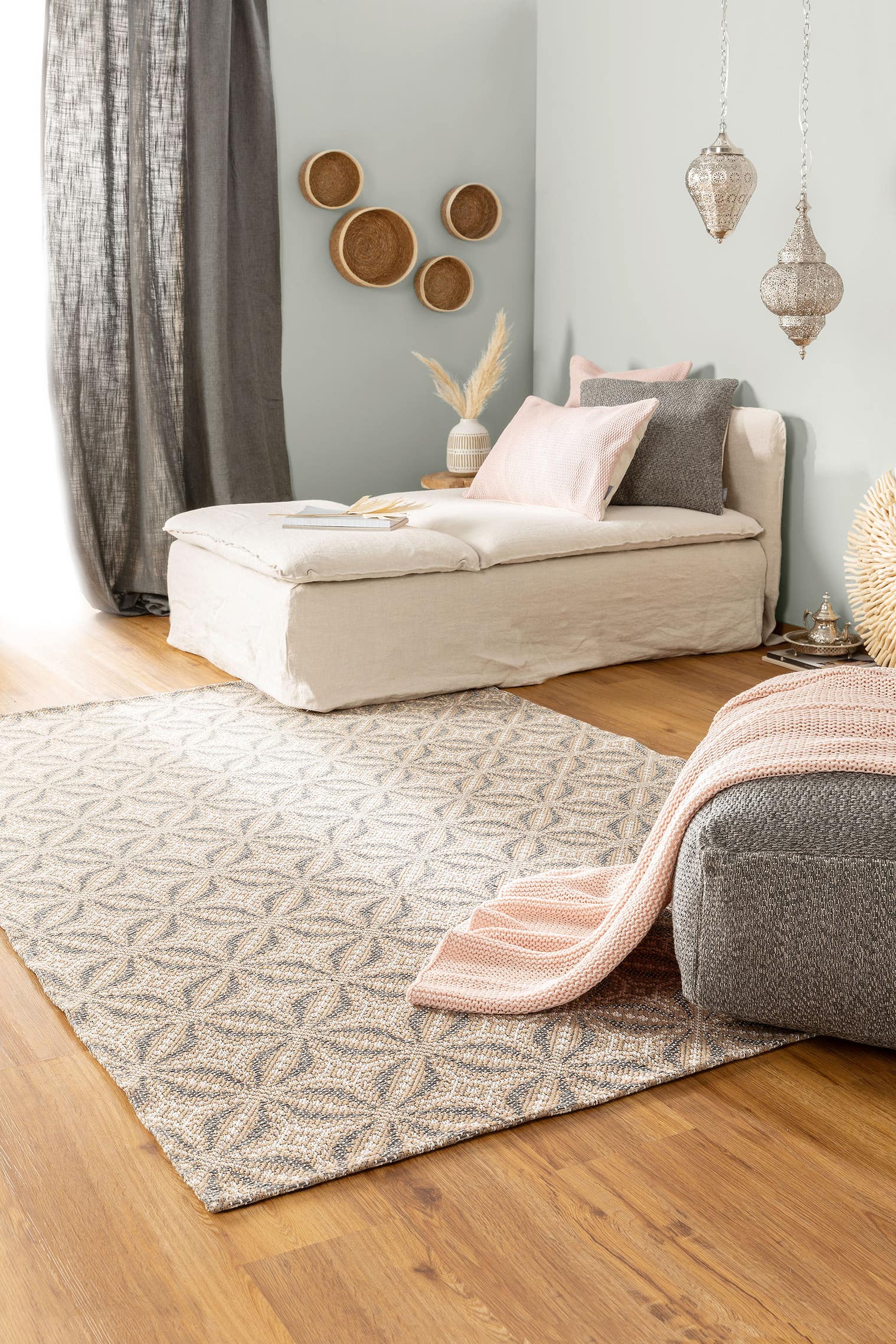 Teppich aus 100% Baumwolle in Beige mit bis 5 mm hohem Flor von benuta Nest